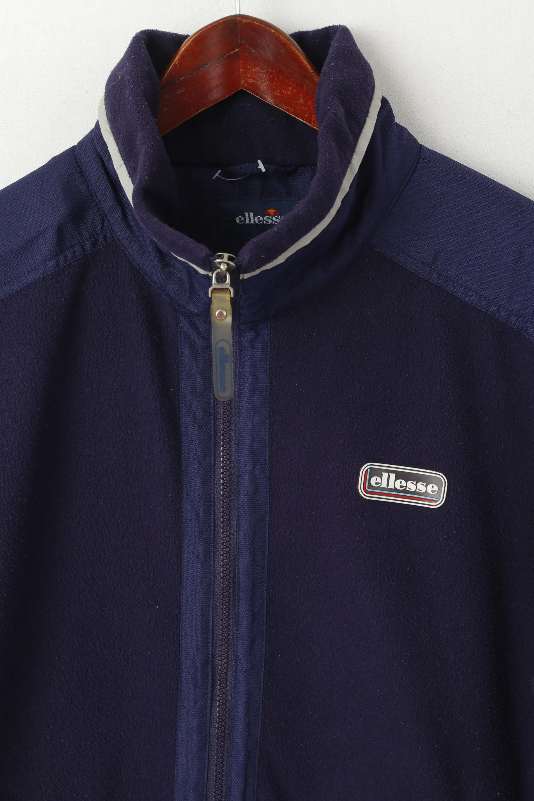 Ellesse Men M Fleece Jacket Purple Full Zipper Sportswear Vintage Sweatshirt Top