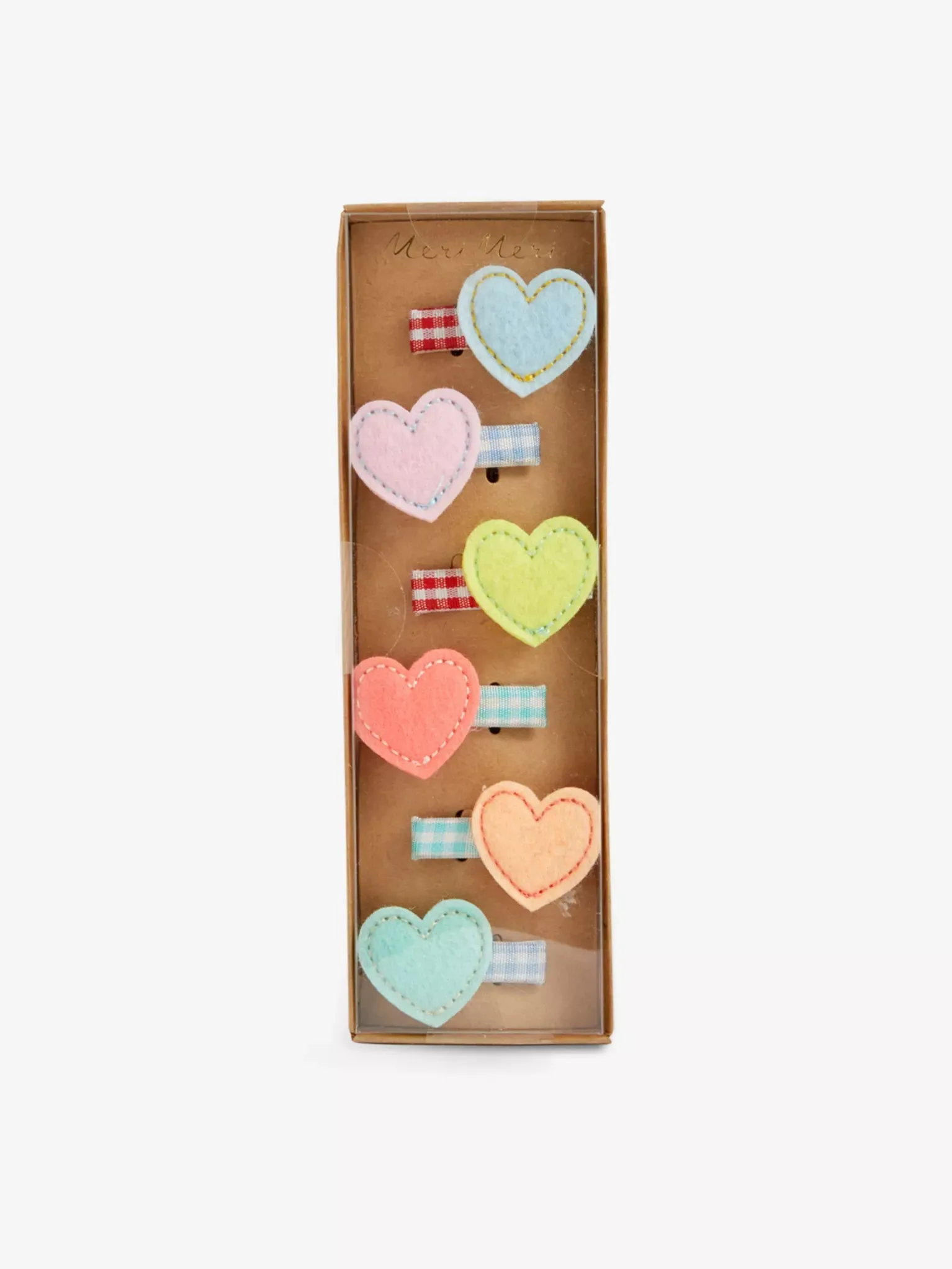 Felt Heart Hair Clips (x 6)