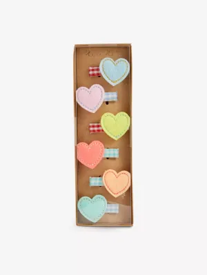 Felt Heart Hair Clips (x 6)