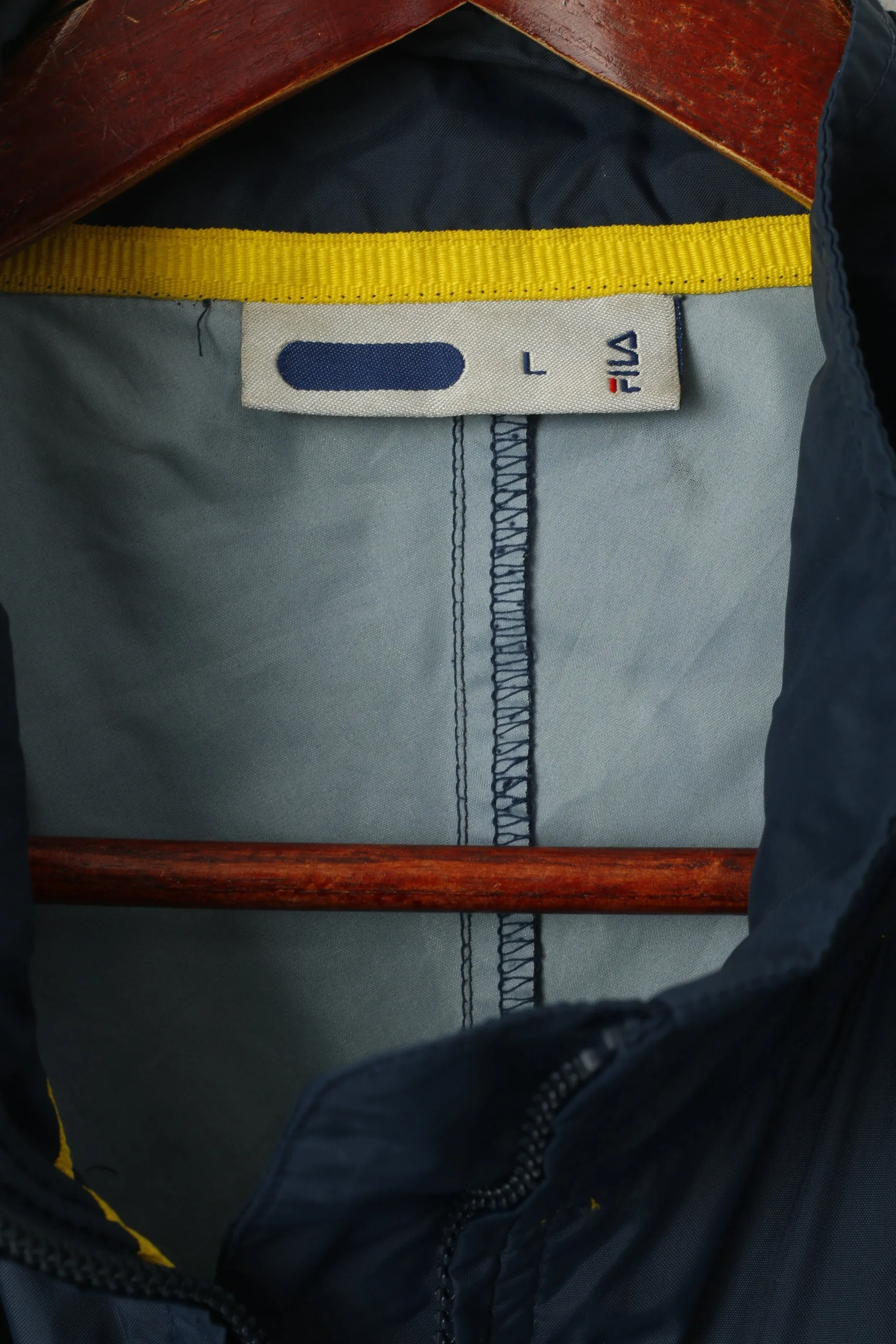 Fila Men L Jacket Navy Nylon Waterproof Vintage Full Zipper Sportswear Top