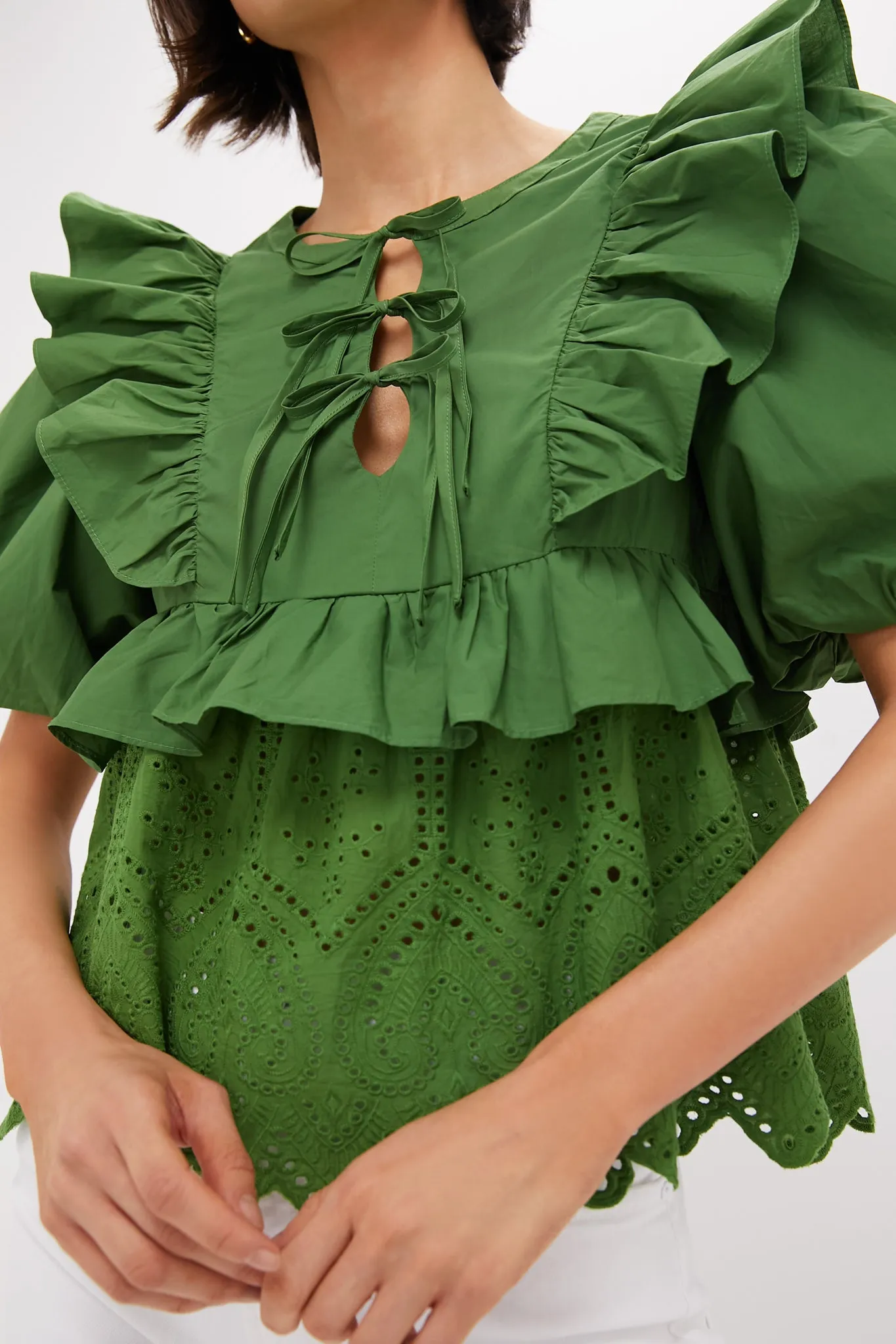 Forest Green Ruffle Nadia Blouse
