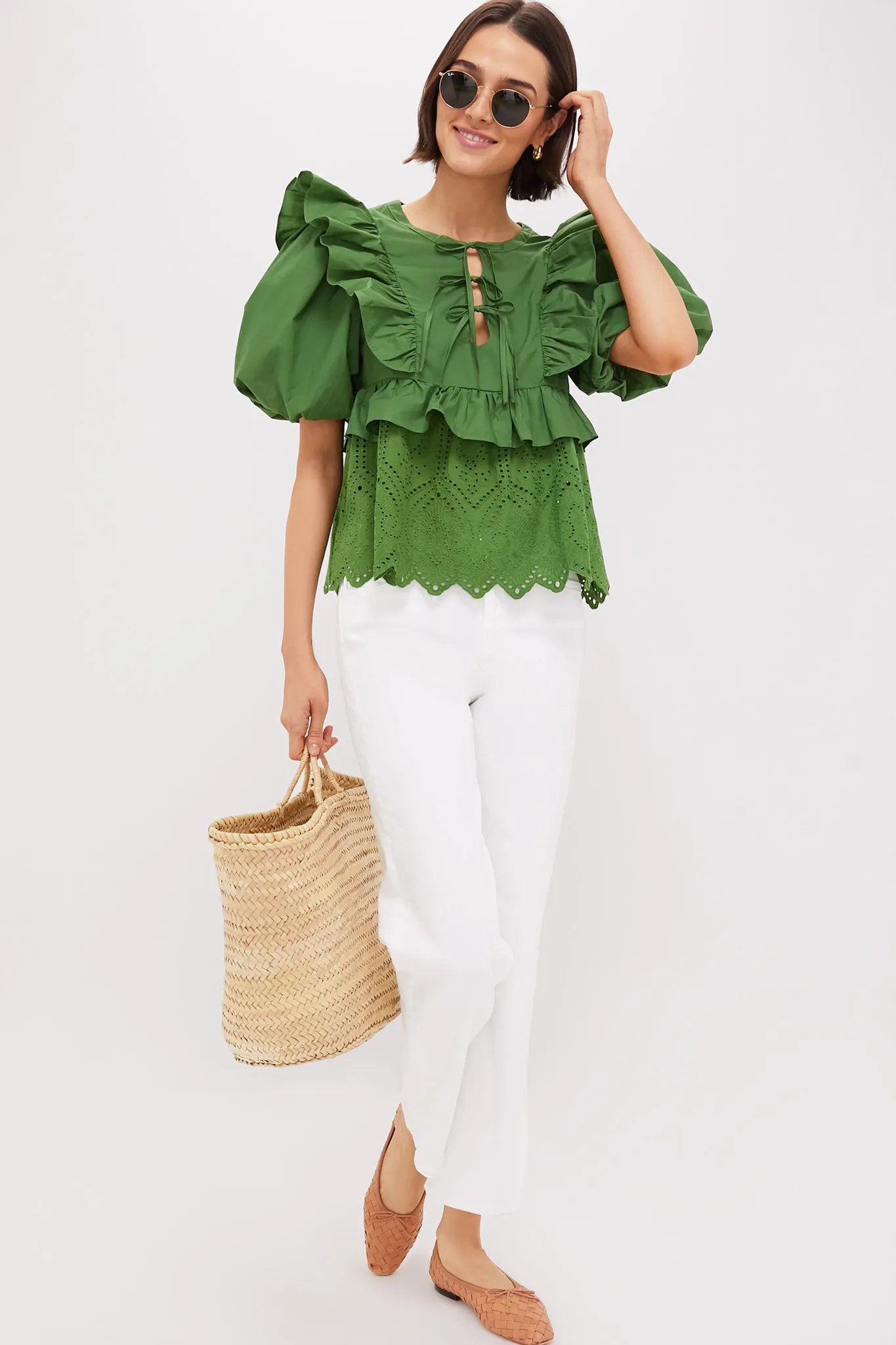 Forest Green Ruffle Nadia Blouse