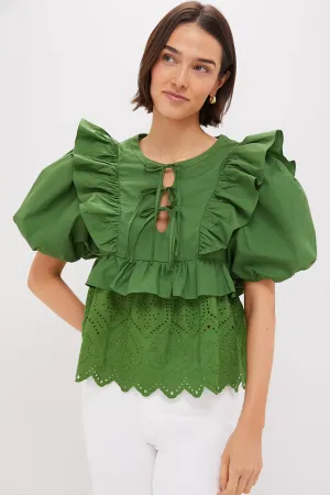 Forest Green Ruffle Nadia Blouse