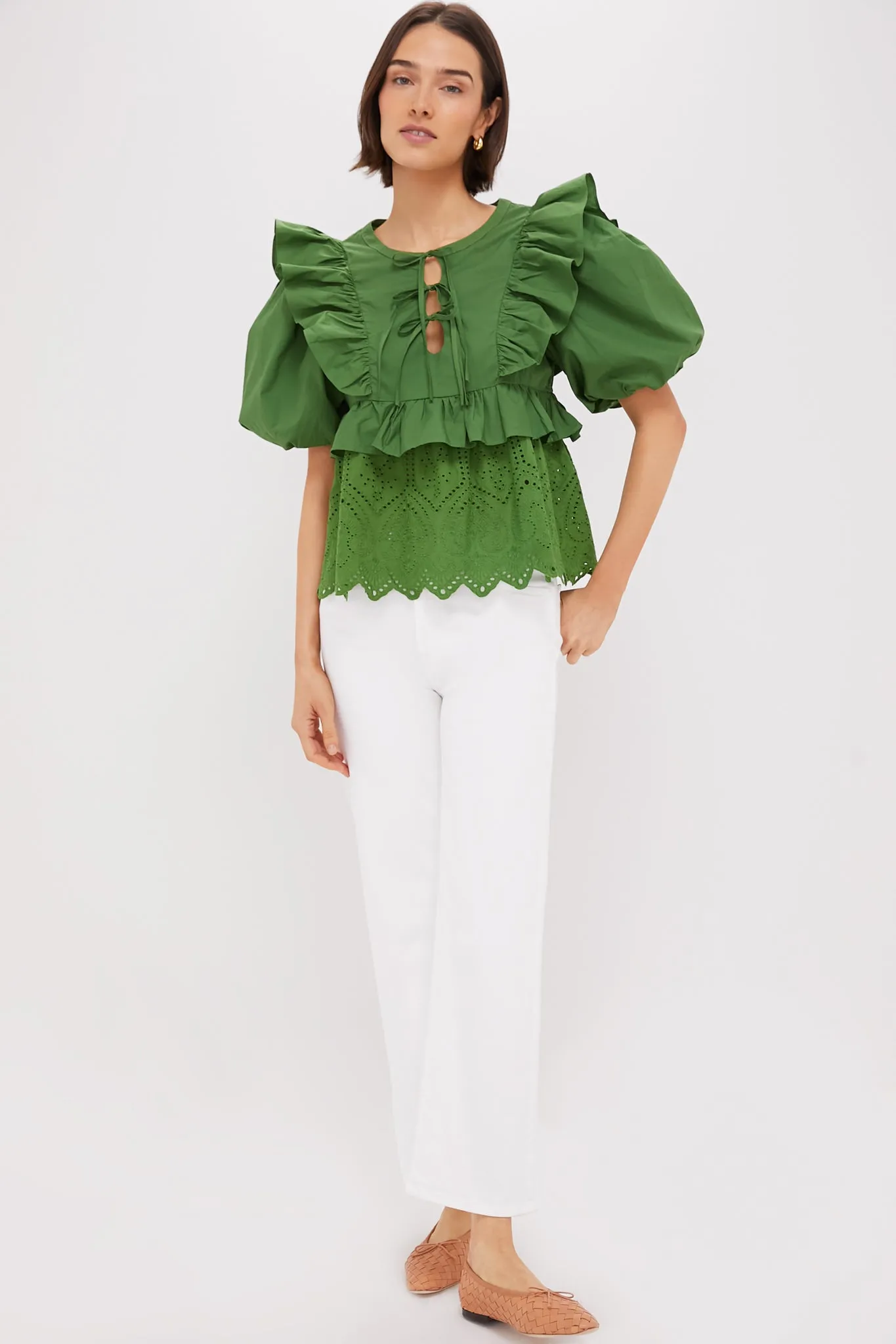 Forest Green Ruffle Nadia Blouse