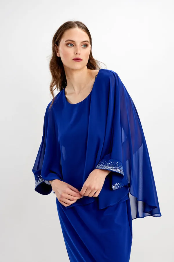 Frank Lyman - Rhinestone Detail Chiffon Dress - 248148 - Imperial Blue