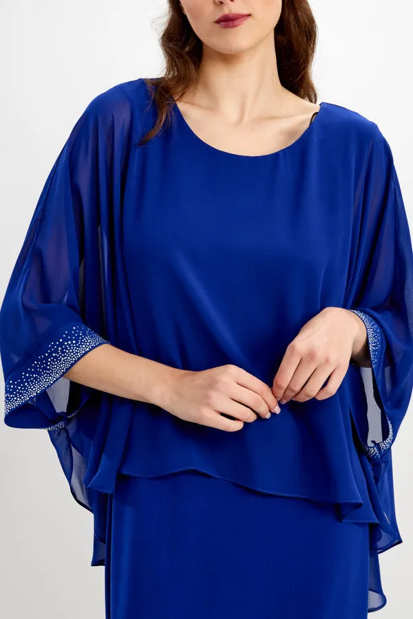 Frank Lyman - Rhinestone Detail Chiffon Dress - 248148 - Imperial Blue