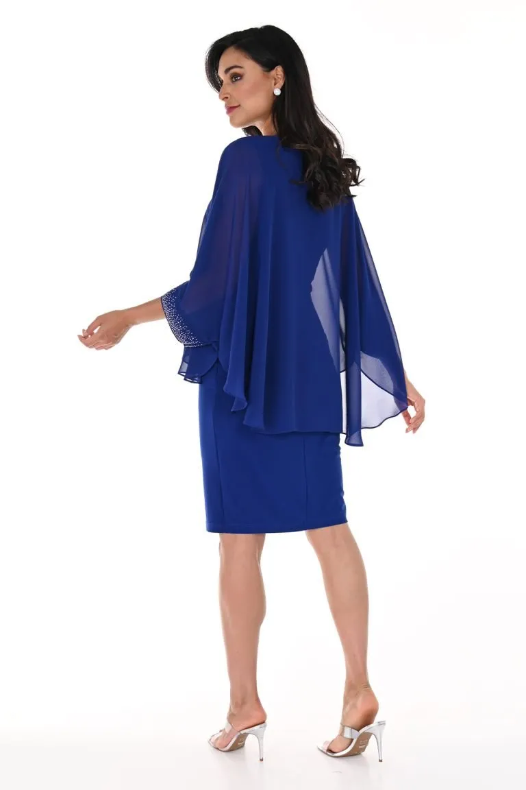 Frank Lyman - Rhinestone Detail Chiffon Dress - 248148 - Imperial Blue