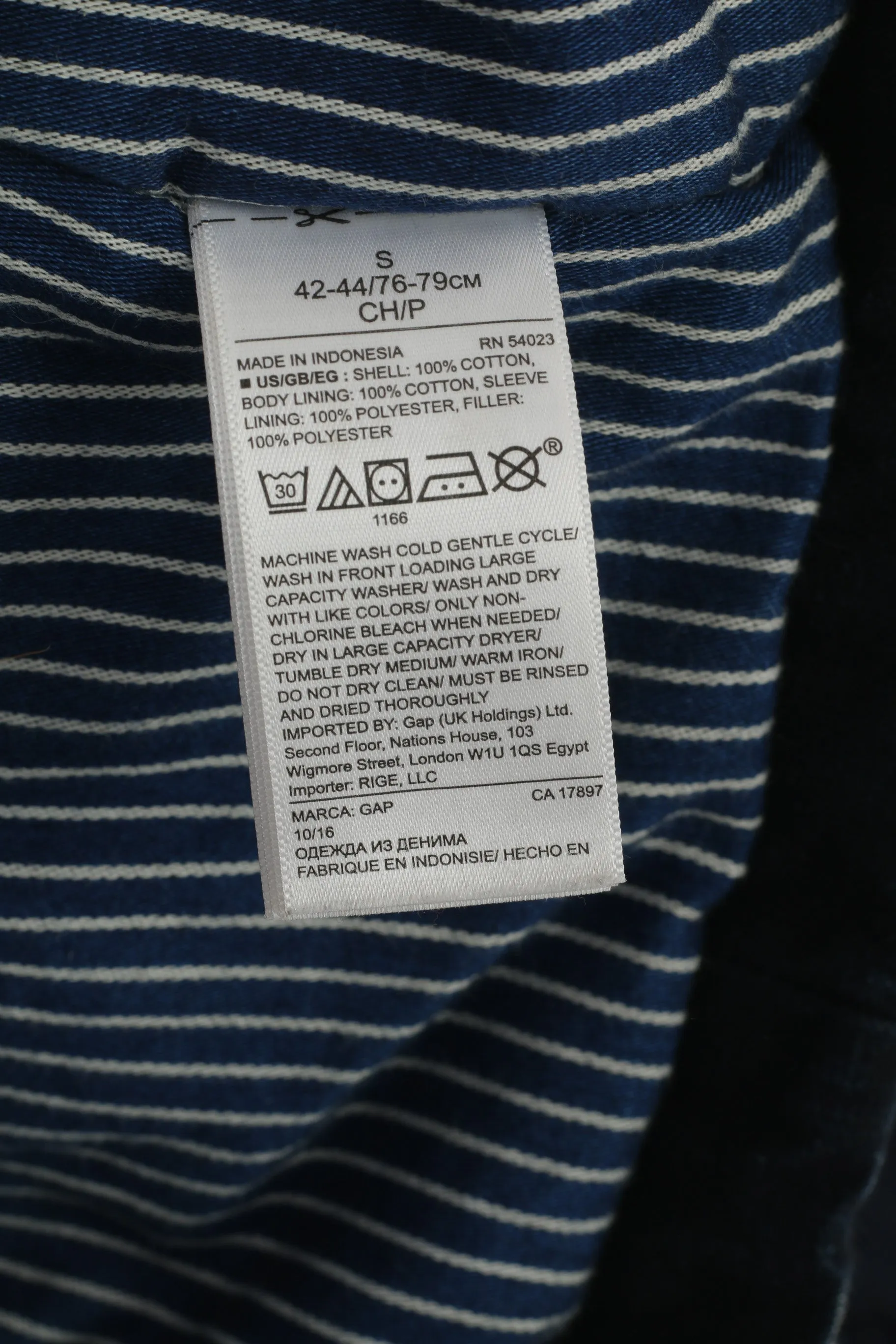 Gap Men S Jacket Navy Denim Cotton Marine Double Breasted Padded Classic Top
