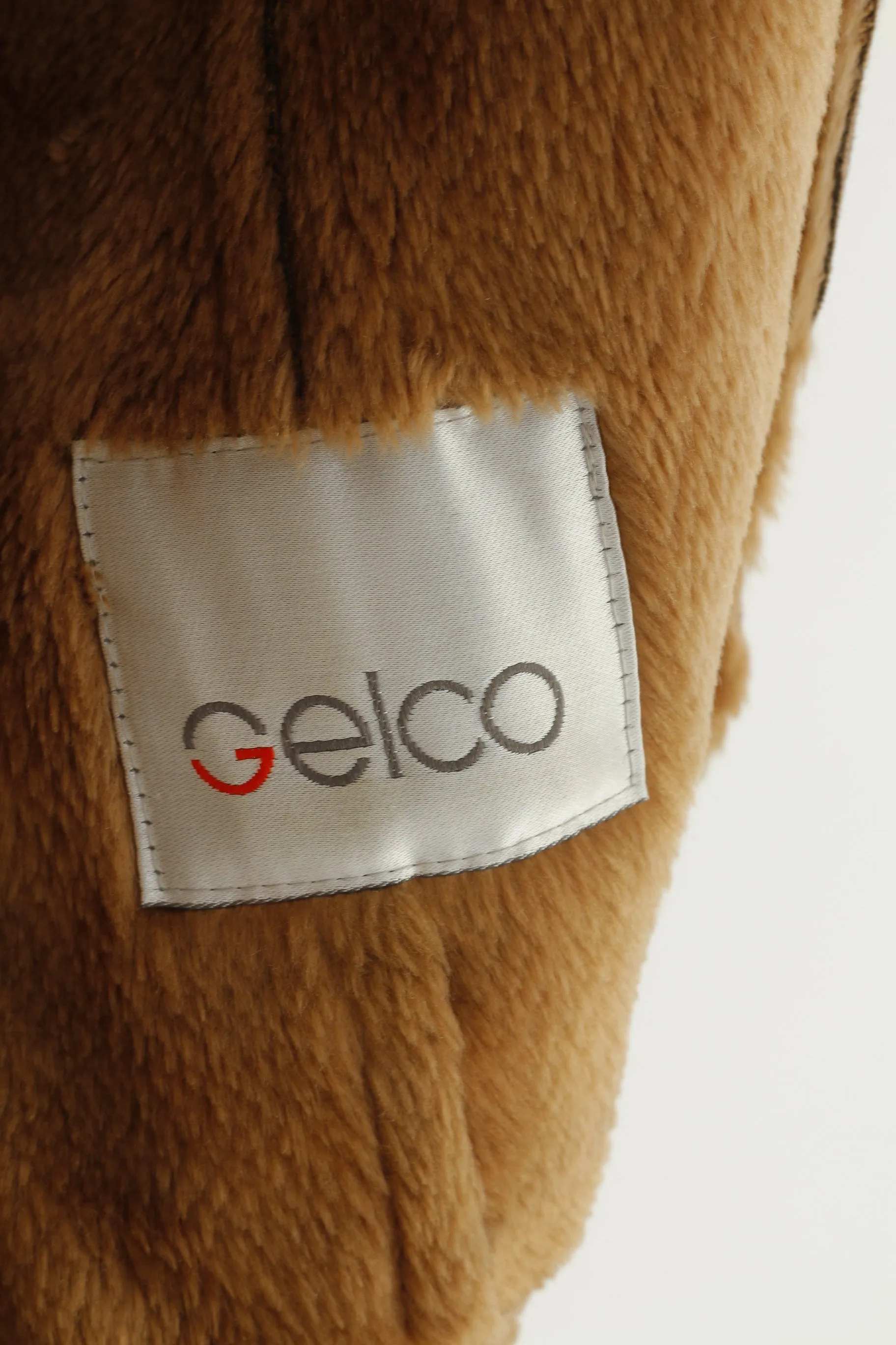 Gelco Women 16 44 XL Jacket Brown Boho Single Breasted Fur Collar Warm  Abstract Print  Vintage Top