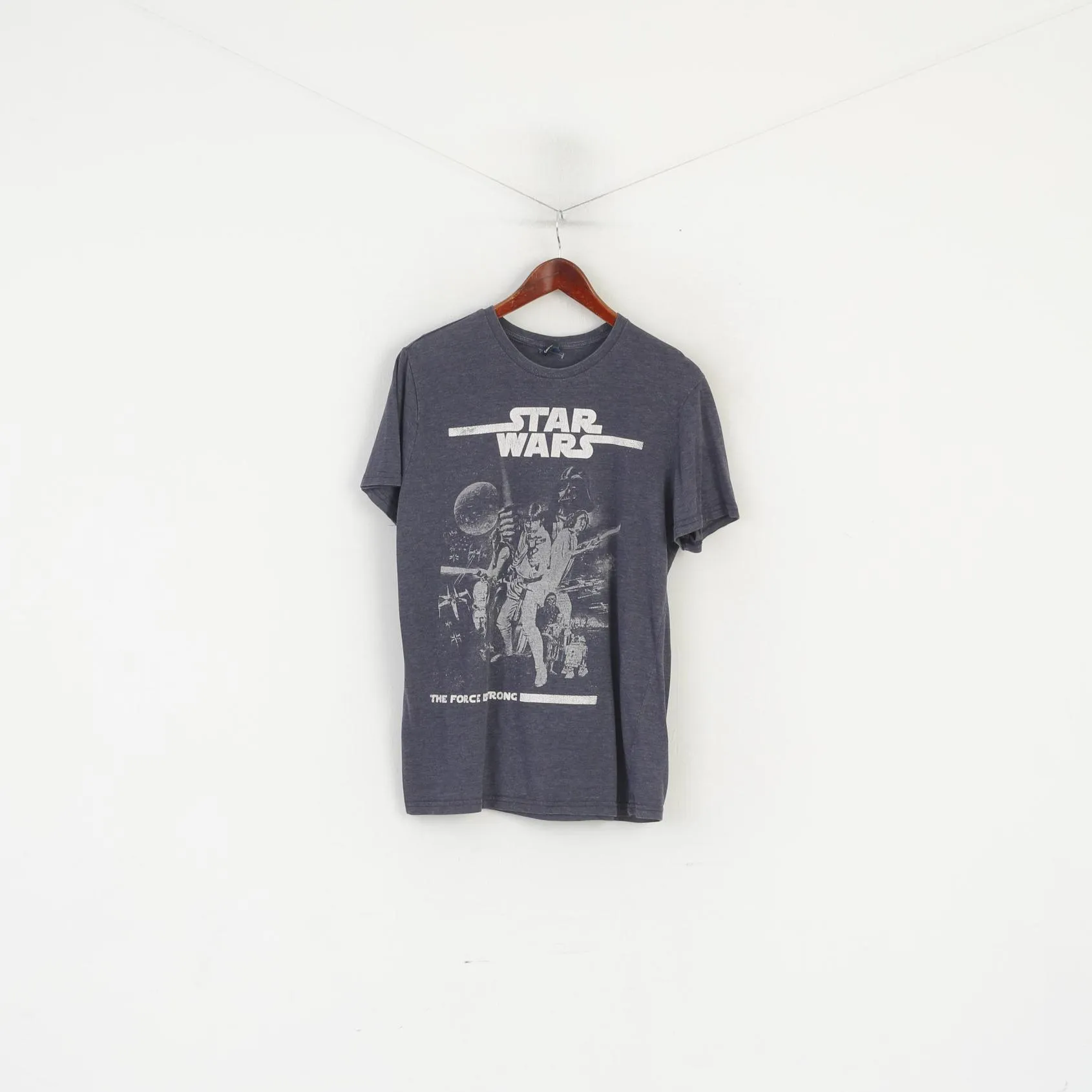 George Star Wars Men L Shirt Gray Cotton Graphic Casual Top