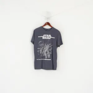 George Star Wars Men L Shirt Gray Cotton Graphic Casual Top