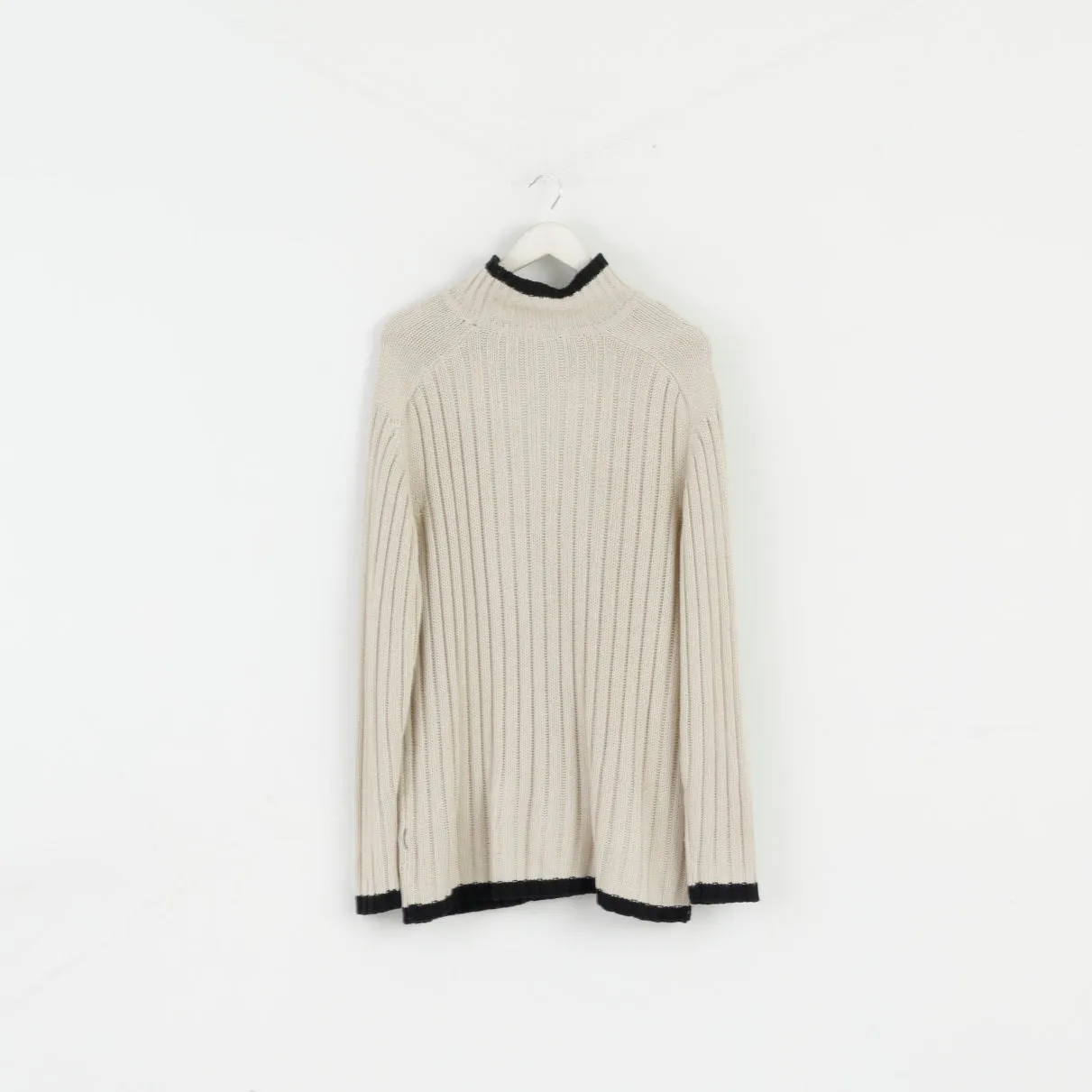 Giorgio Armani Men XL Golf Jumper Beige Acrylic Classic Stretch Sweater