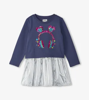 Girls Headphones Dropped Waist Dress -Hatley