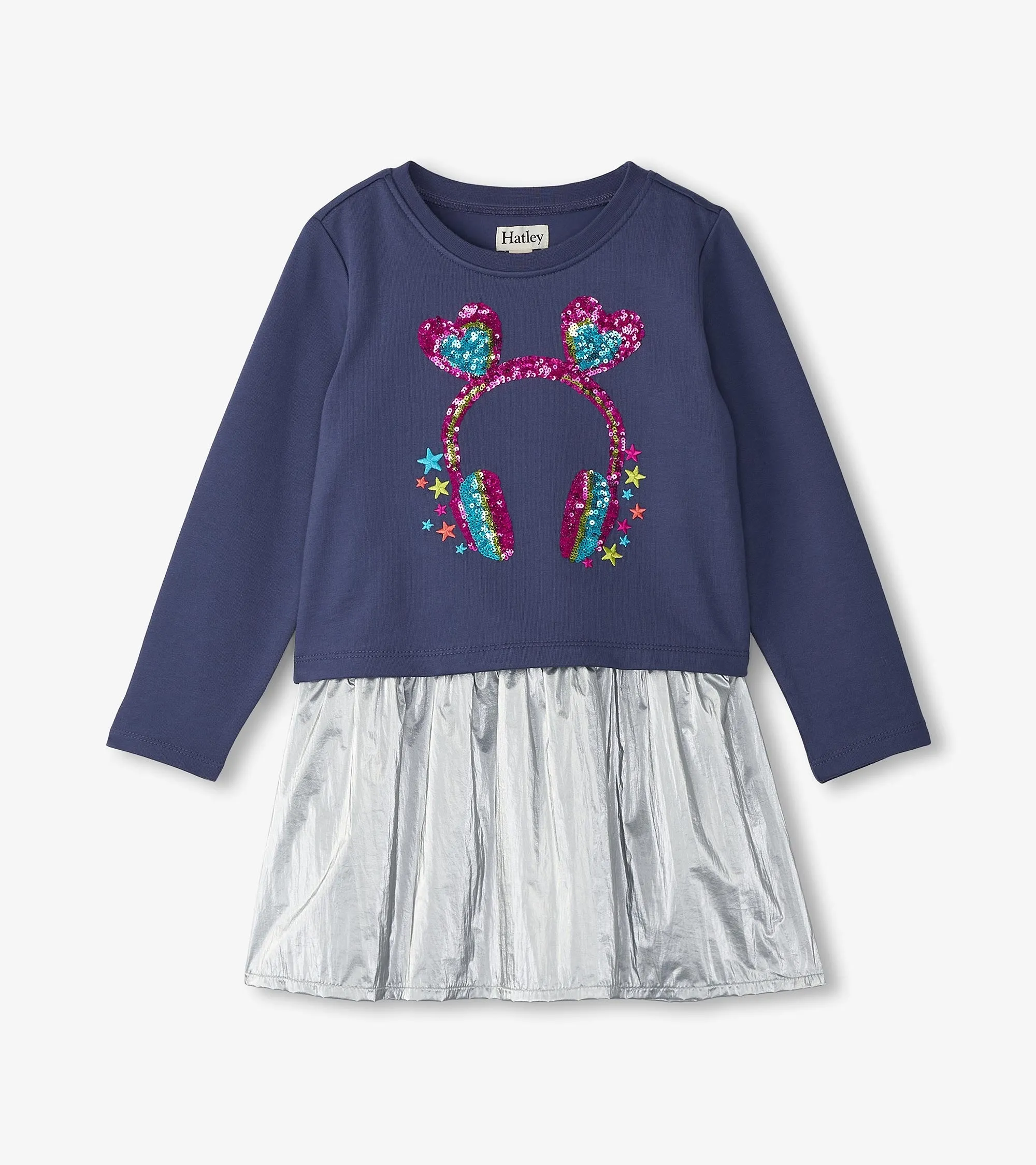 Girls Headphones Dropped Waist Dress -Hatley