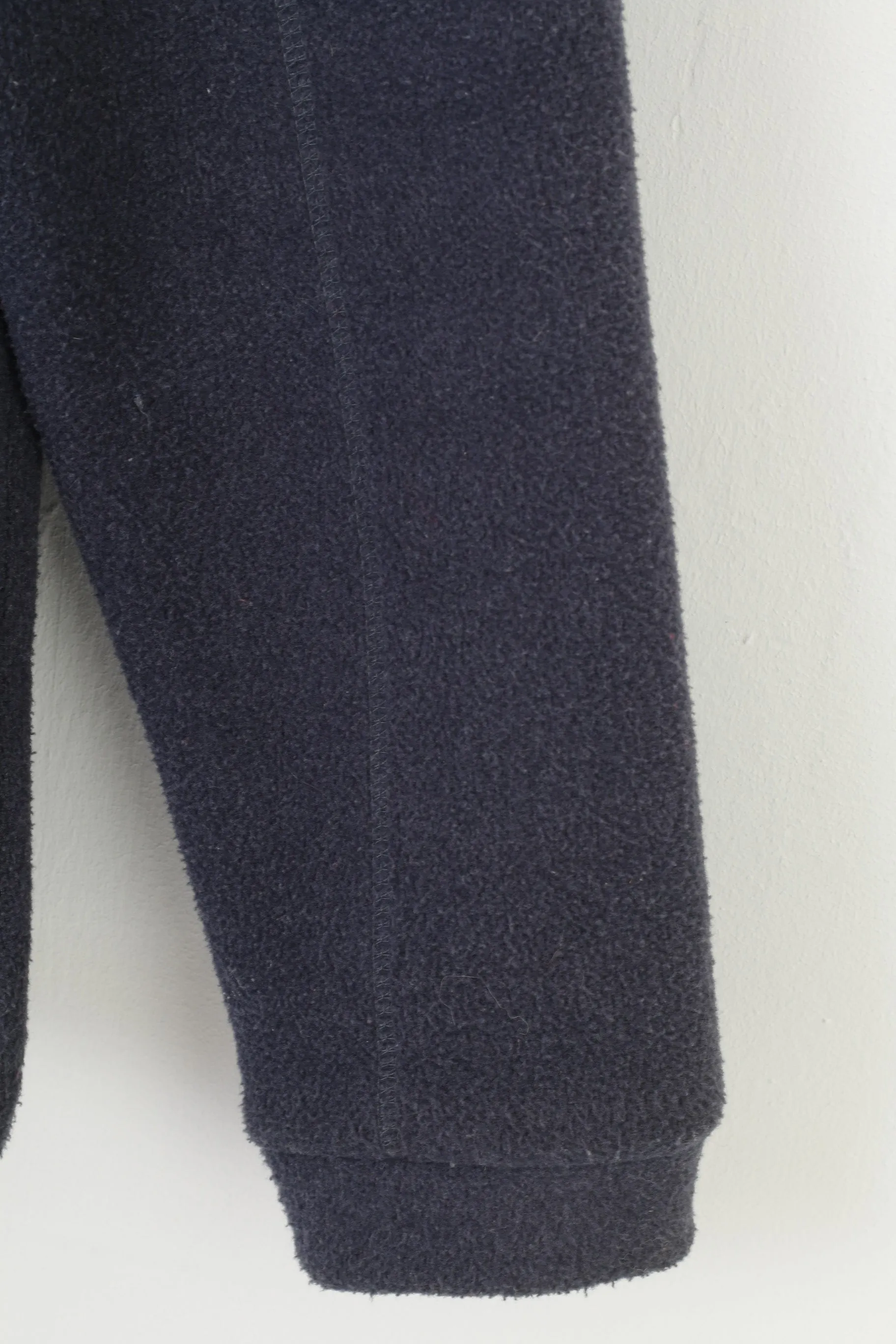 High Technical Men M Fleece Navy Full Zipper Collar Vintage Top