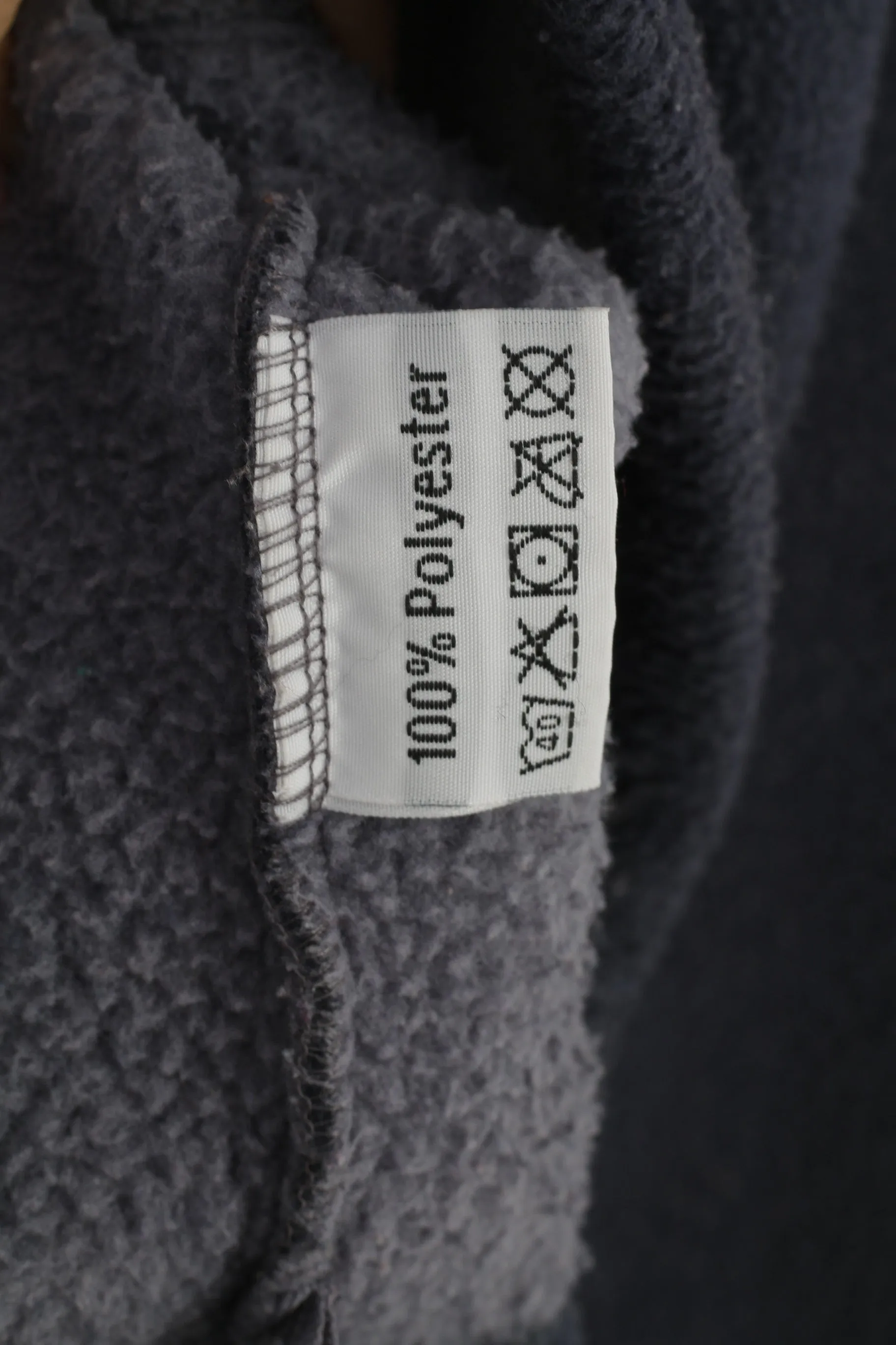 High Technical Men M Fleece Navy Full Zipper Collar Vintage Top