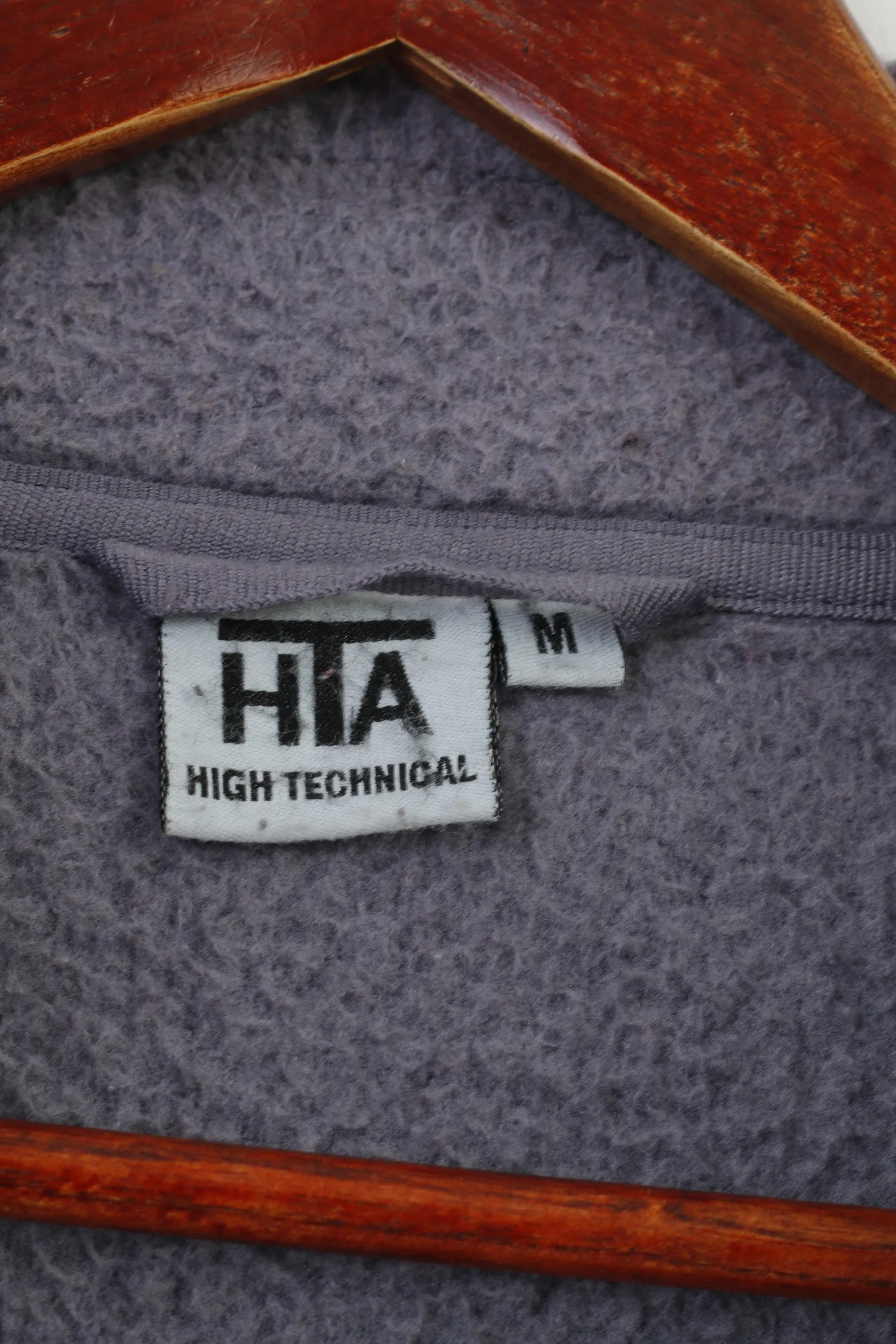 High Technical Men M Fleece Navy Full Zipper Collar Vintage Top