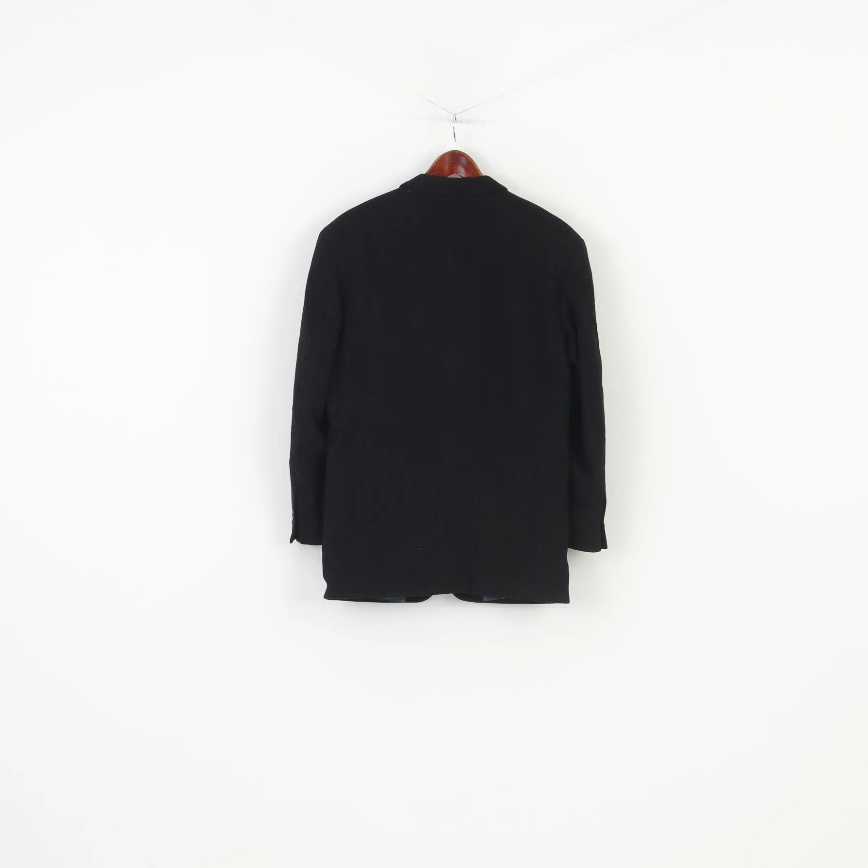 Hugo Boss Men 46 Blazer Black Guattro Cashmere Wool London Vintage Jacket