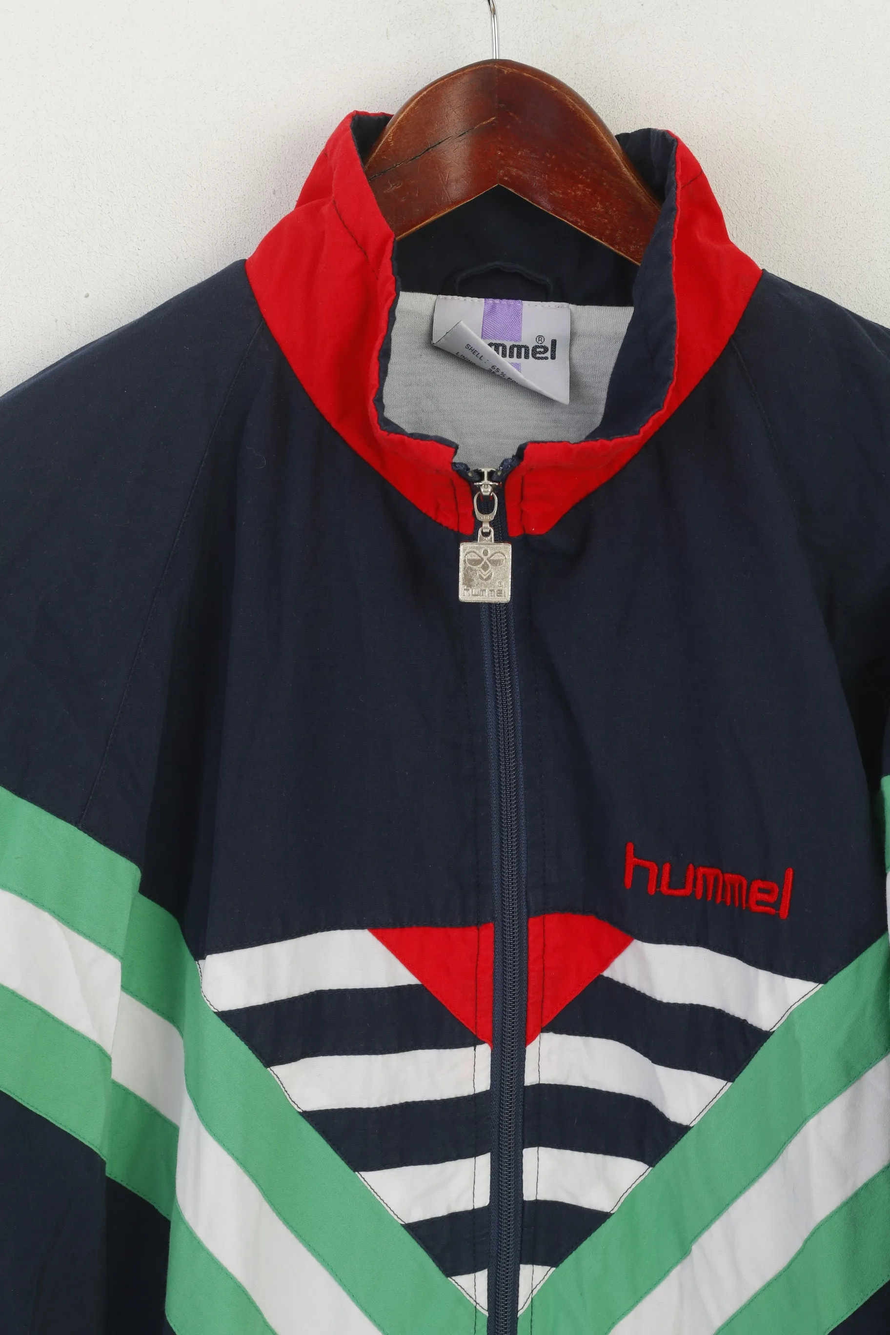 Hummel Men 8 XXL Bomber Jacket Navy Vintage 90s Full Zipper Sportswear Top