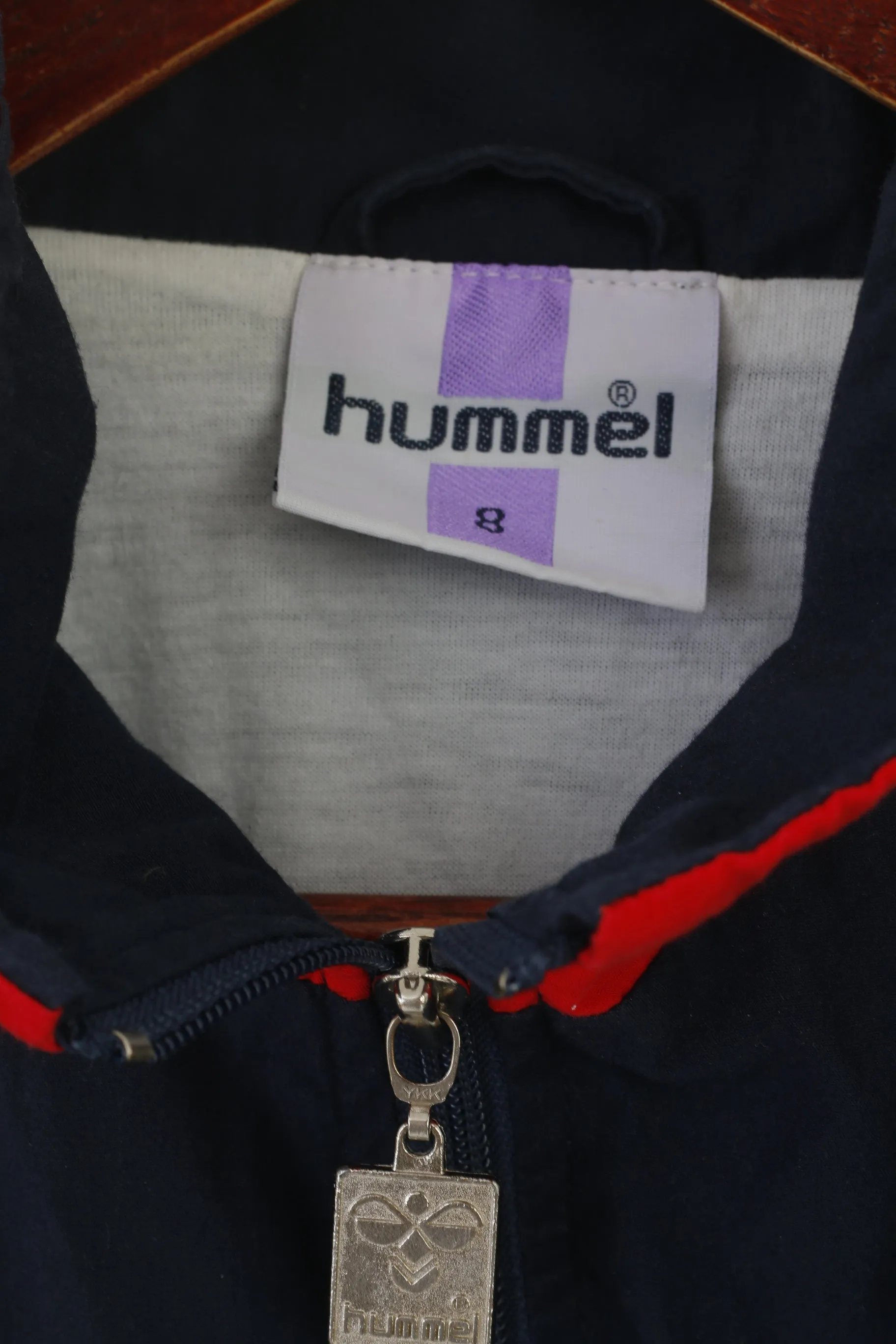 Hummel Men 8 XXL Bomber Jacket Navy Vintage 90s Full Zipper Sportswear Top