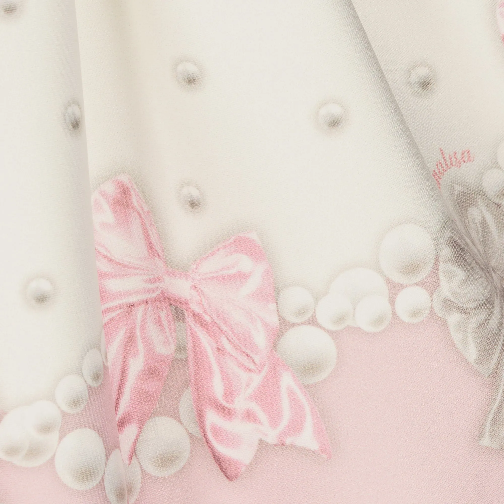 Ivory & Pink Pearl Bow Dress