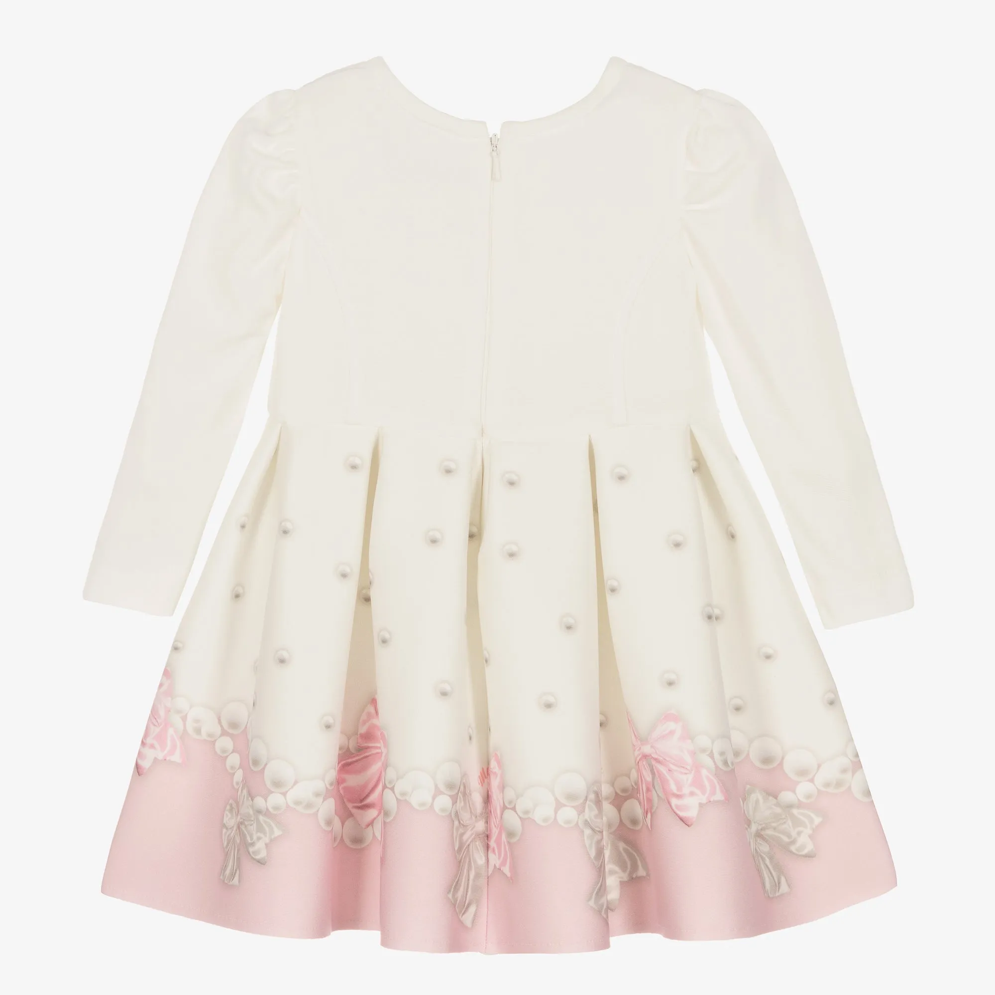 Ivory & Pink Pearl Bow Dress