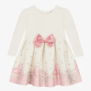 Ivory & Pink Pearl Bow Dress