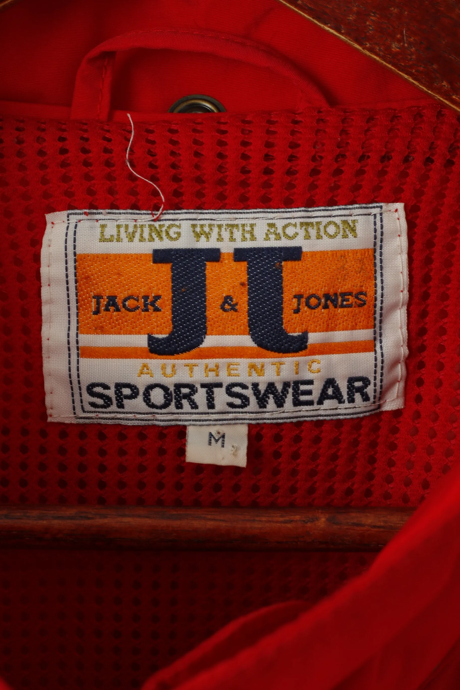 Jack & Jones Men M Jacket Red Nylon Lightweight Sportswear Retro Outdoor Top