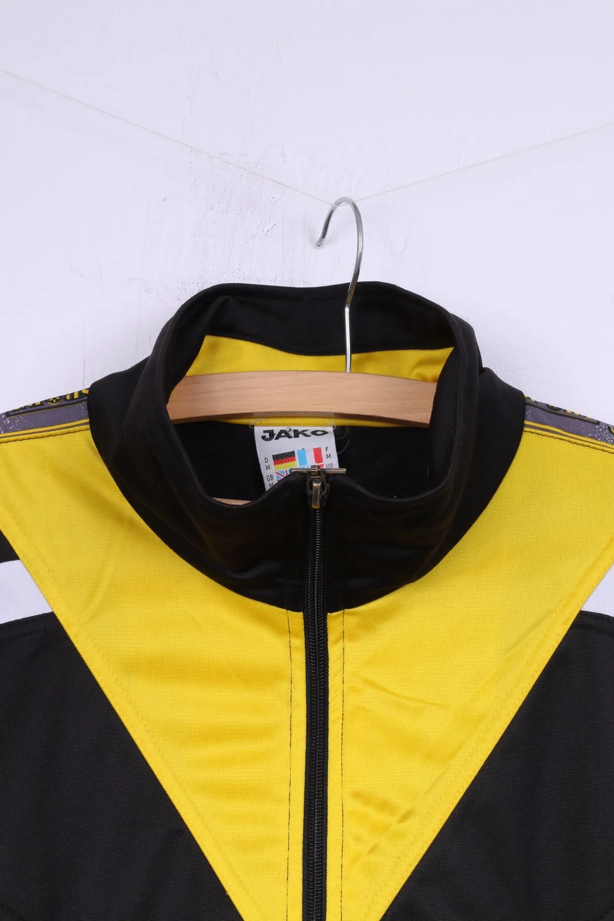 Jako Men M Sweatshirt Black Shiny Full Zipper Sportswear Detailed Top
