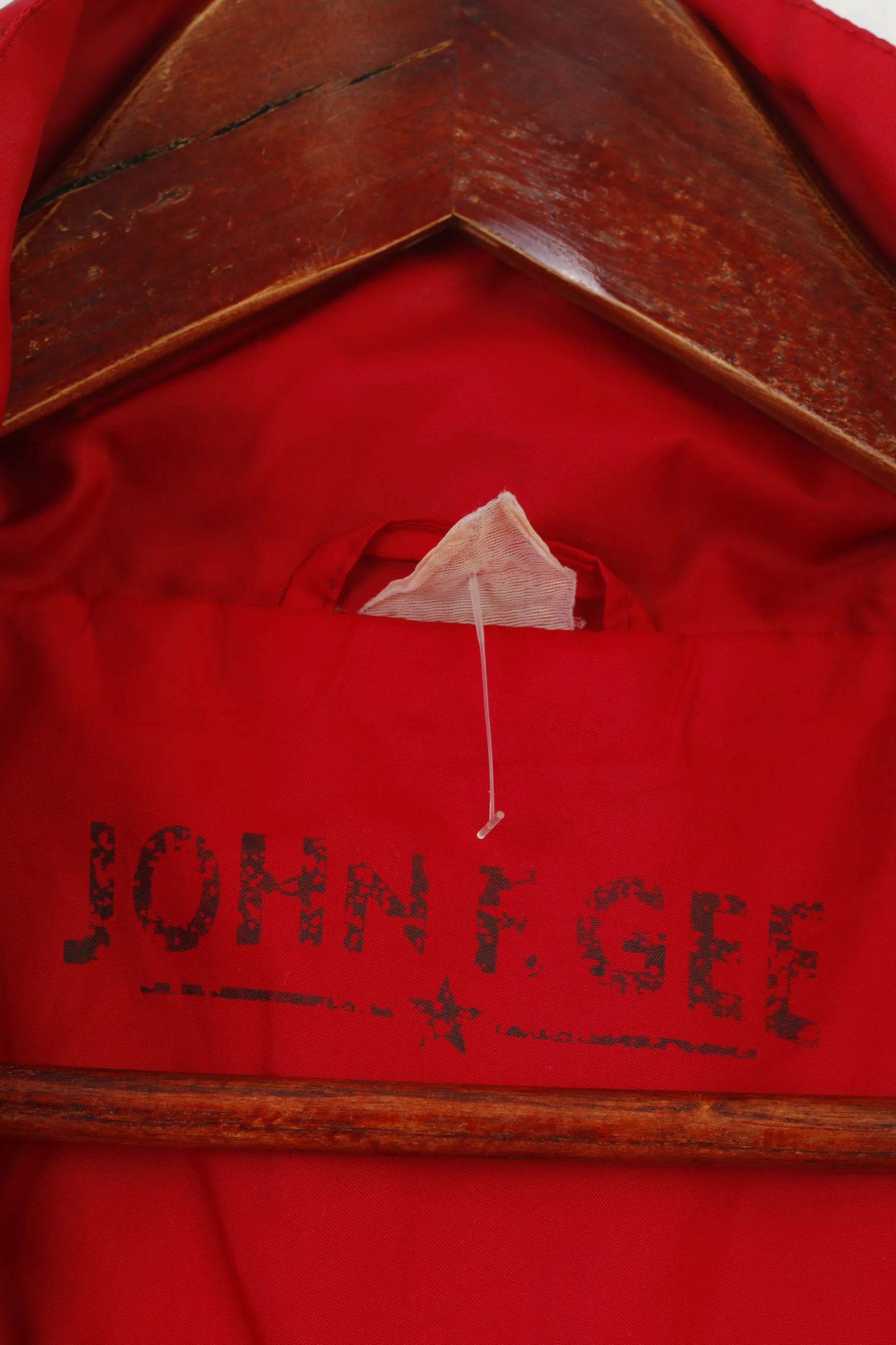 John F.Gee Men 3XL Jacket Red Full Zipper Hood Vintage Oldschool 90s Top
