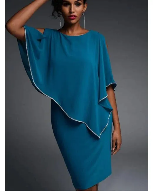 Joseph Ribkoff - Diamante Trim Overlay Dress - Lagoon