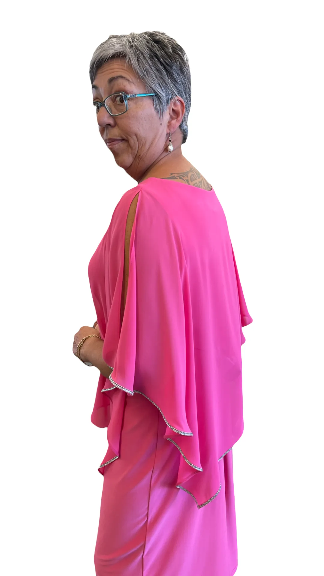 Joseph Ribkoff - Overlay Dress - Style 221062 - Raspberry Sorbet 1 x 18 left