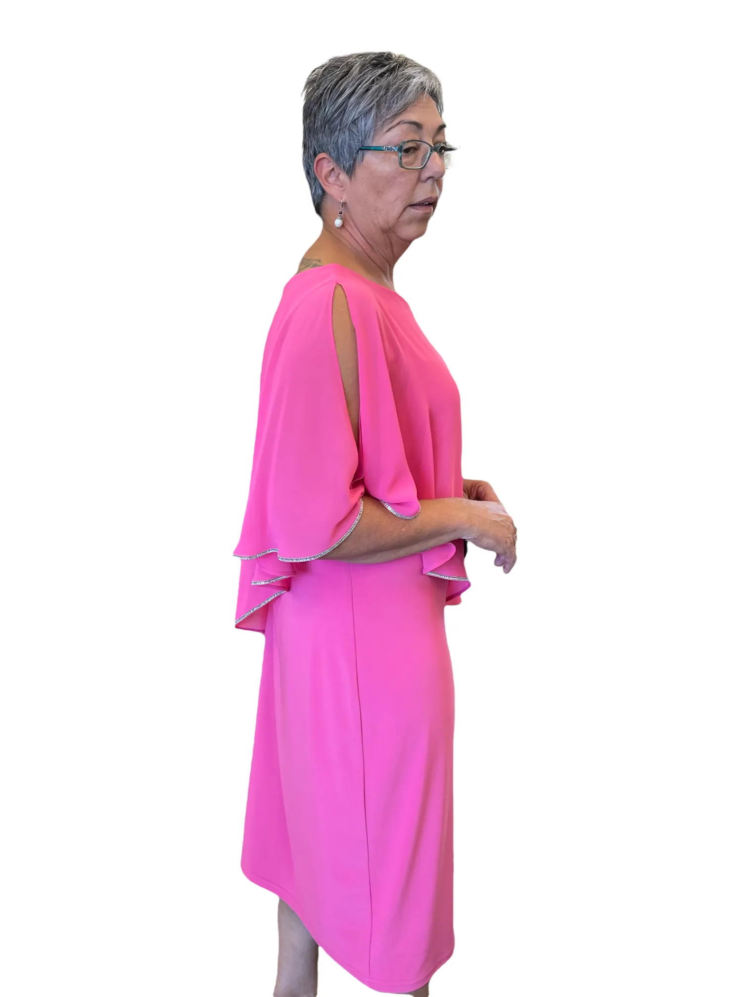 Joseph Ribkoff - Overlay Dress - Style 221062 - Raspberry Sorbet 1 x 18 left