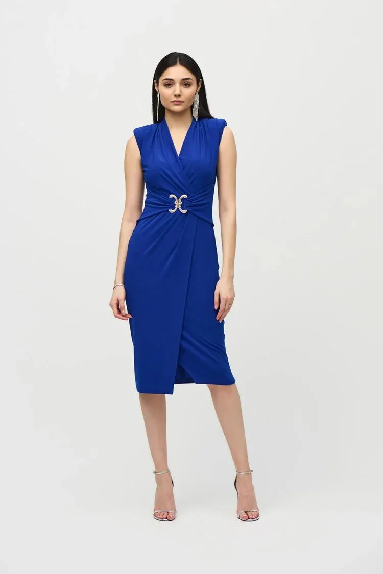 Joseph Ribkoff - Silky Knit Sleeveless Wrap Dress - 242711 - Royal Sapphire
