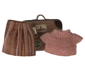 Knitted Blouse & Skirt in Suitcase, Mouse - Grandma