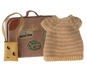 Knitted Dress & Bag in Suitcase, Mouse - Big Sister
