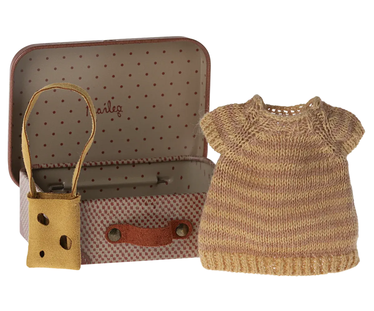 Knitted Dress & Bag in Suitcase, Mouse - Big Sister