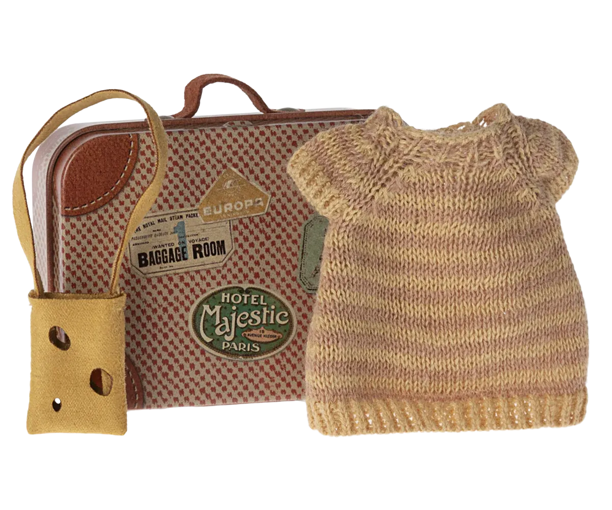 Knitted Dress & Bag in Suitcase, Mouse - Big Sister