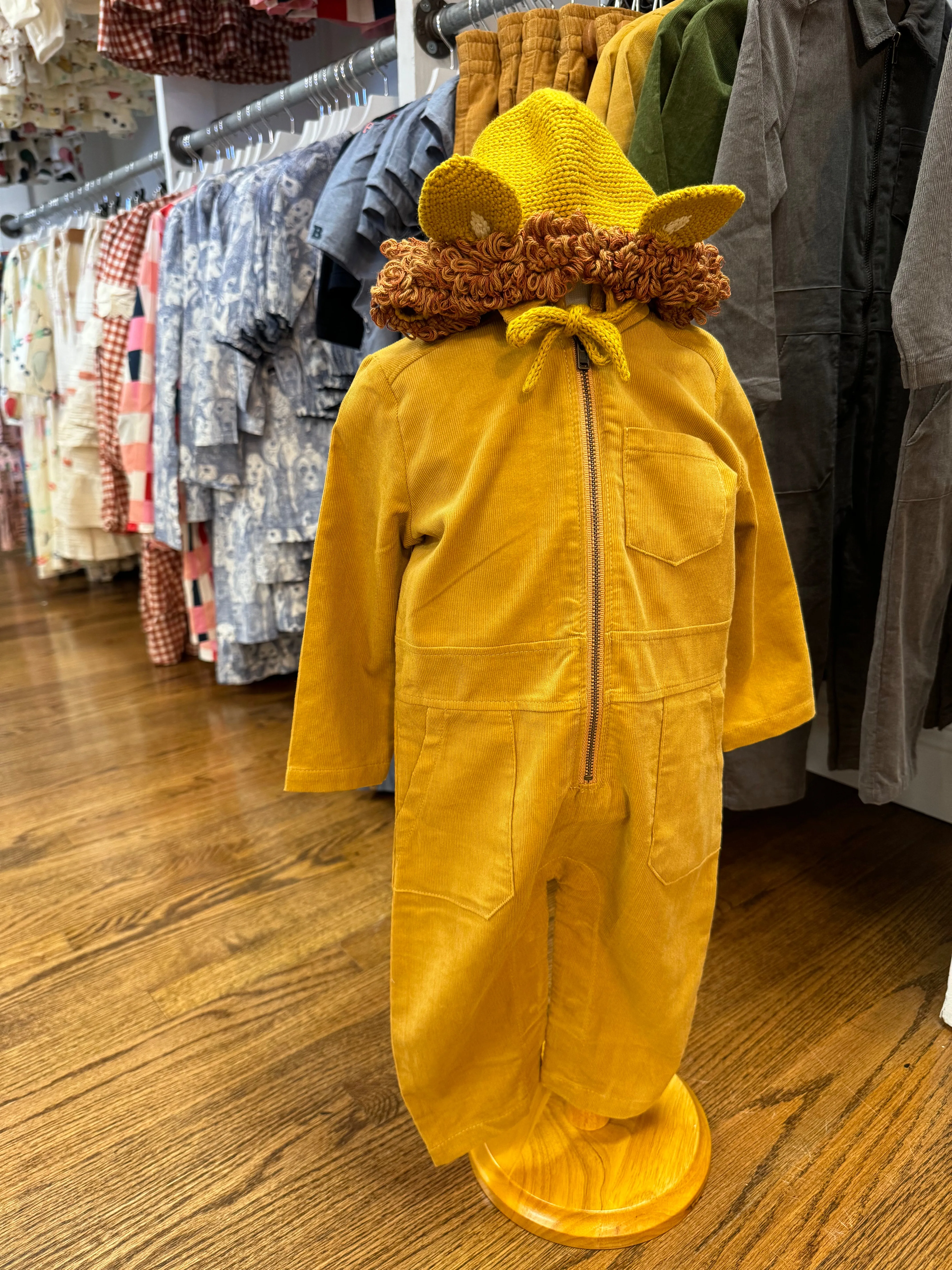 Knitted Lion Bonnet - Mustard