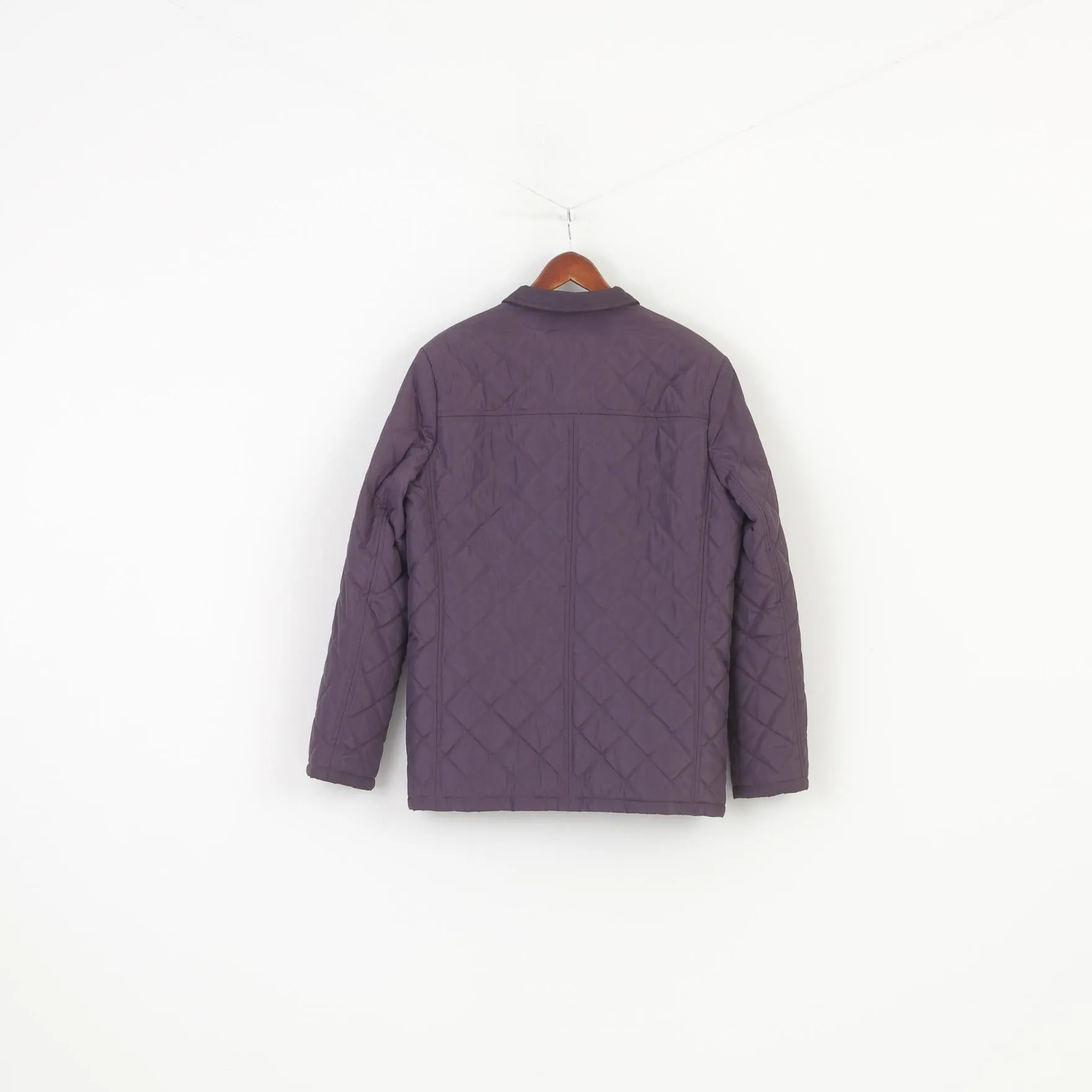 Kubenz Men 52 L Jacket Purple Snap Buttons Padded Collar Top