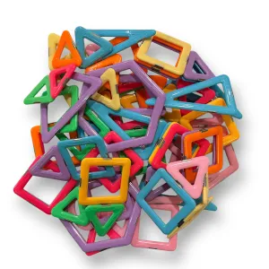 Large Collection of Pastel Colored Magnetic Tiles Building Blocks