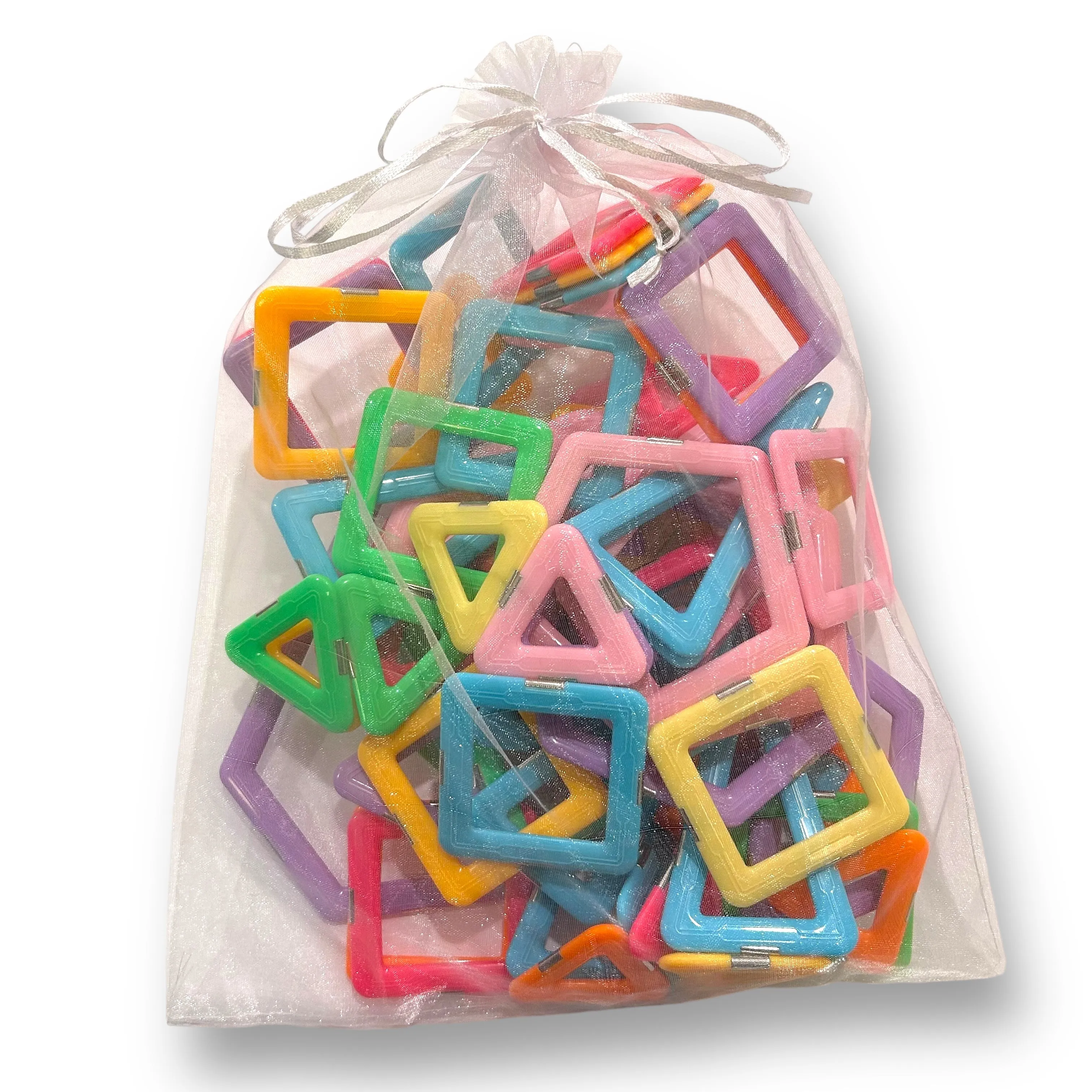 Large Collection of Pastel Colored Magnetic Tiles Building Blocks