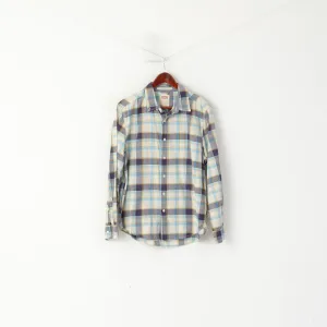 Levi's Men L Casual Shirt Blue Check Standrad Fit Long Sleeve Vintage Top