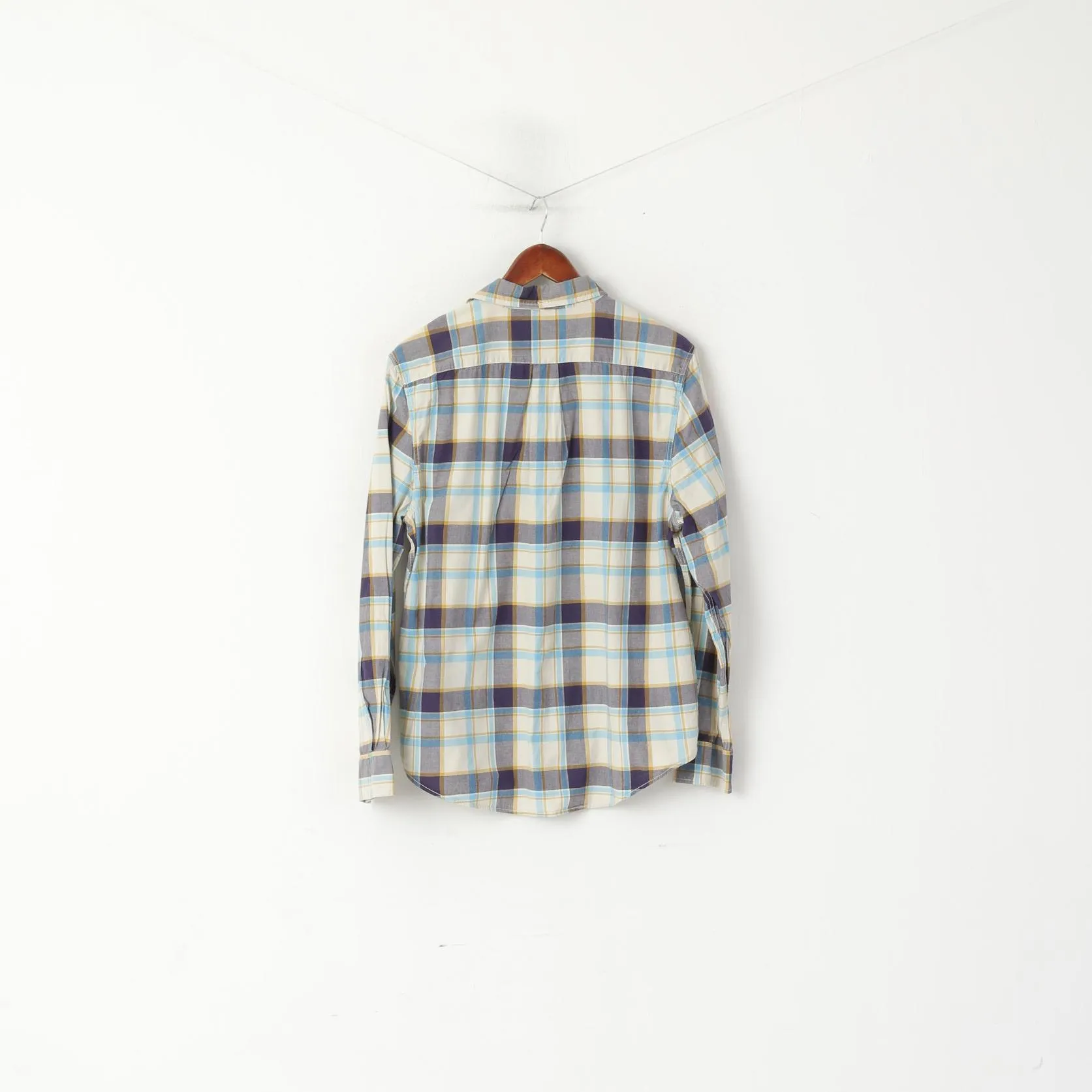 Levi's Men L Casual Shirt Blue Check Standrad Fit Long Sleeve Vintage Top