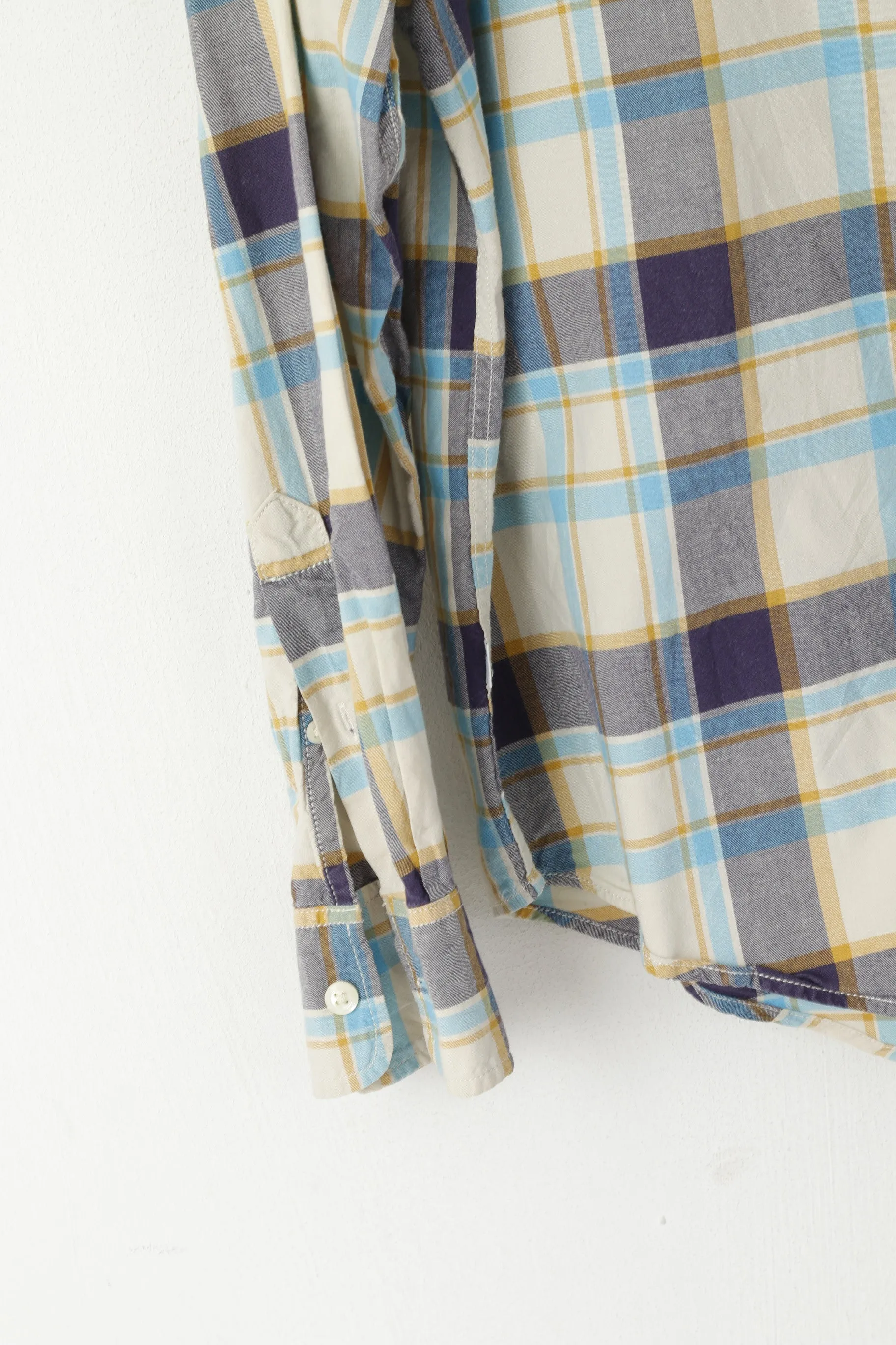 Levi's Men L Casual Shirt Blue Check Standrad Fit Long Sleeve Vintage Top