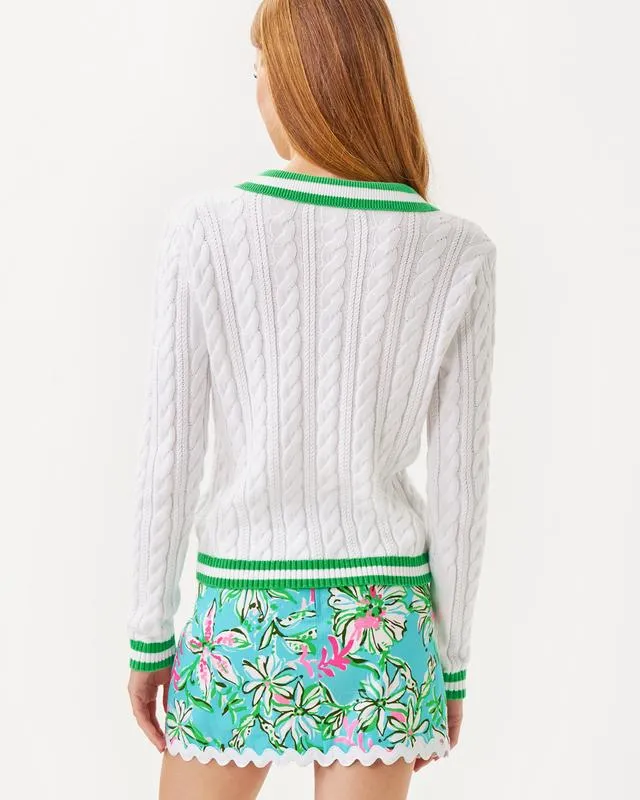 Lilly Pulitzer Suzette L/S Sweater - White /Green