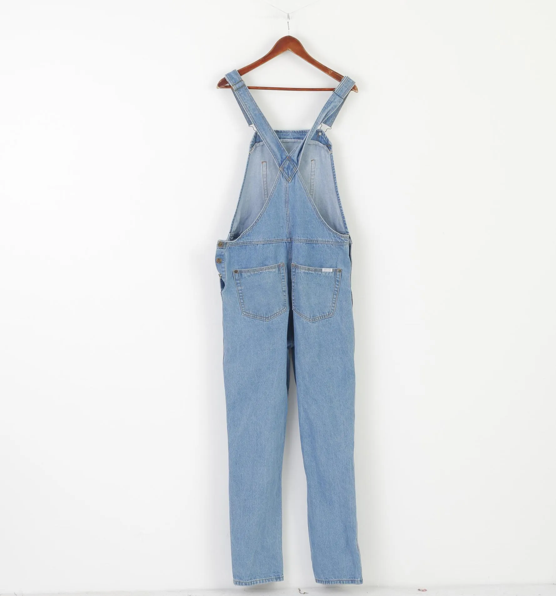 Liquor N Poker Men 34 Dungarees Blue Distressed Denim Overalls Unisex