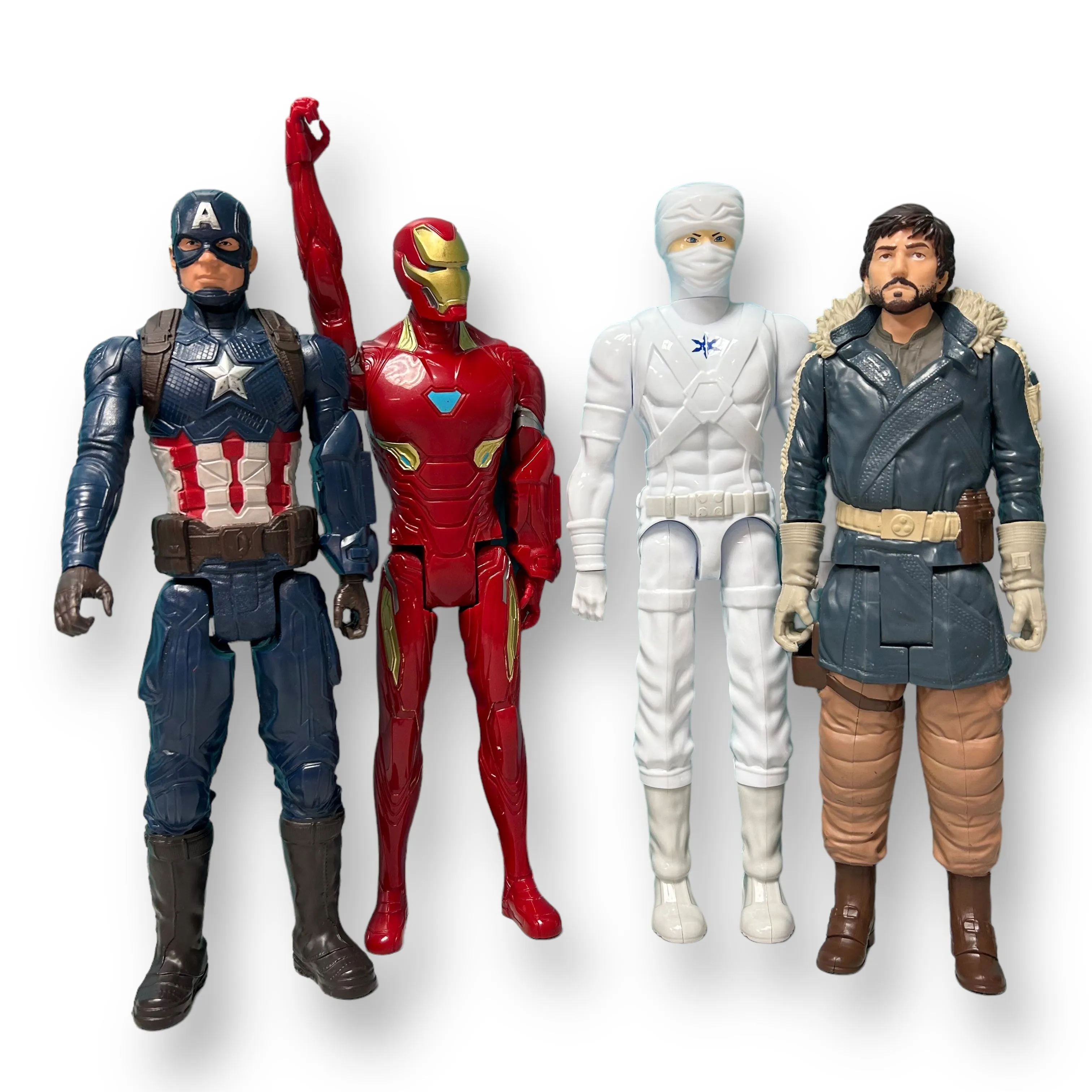 Marvel Action Figures: White Ninja, Captain America, Iron Man, Cassian Andor