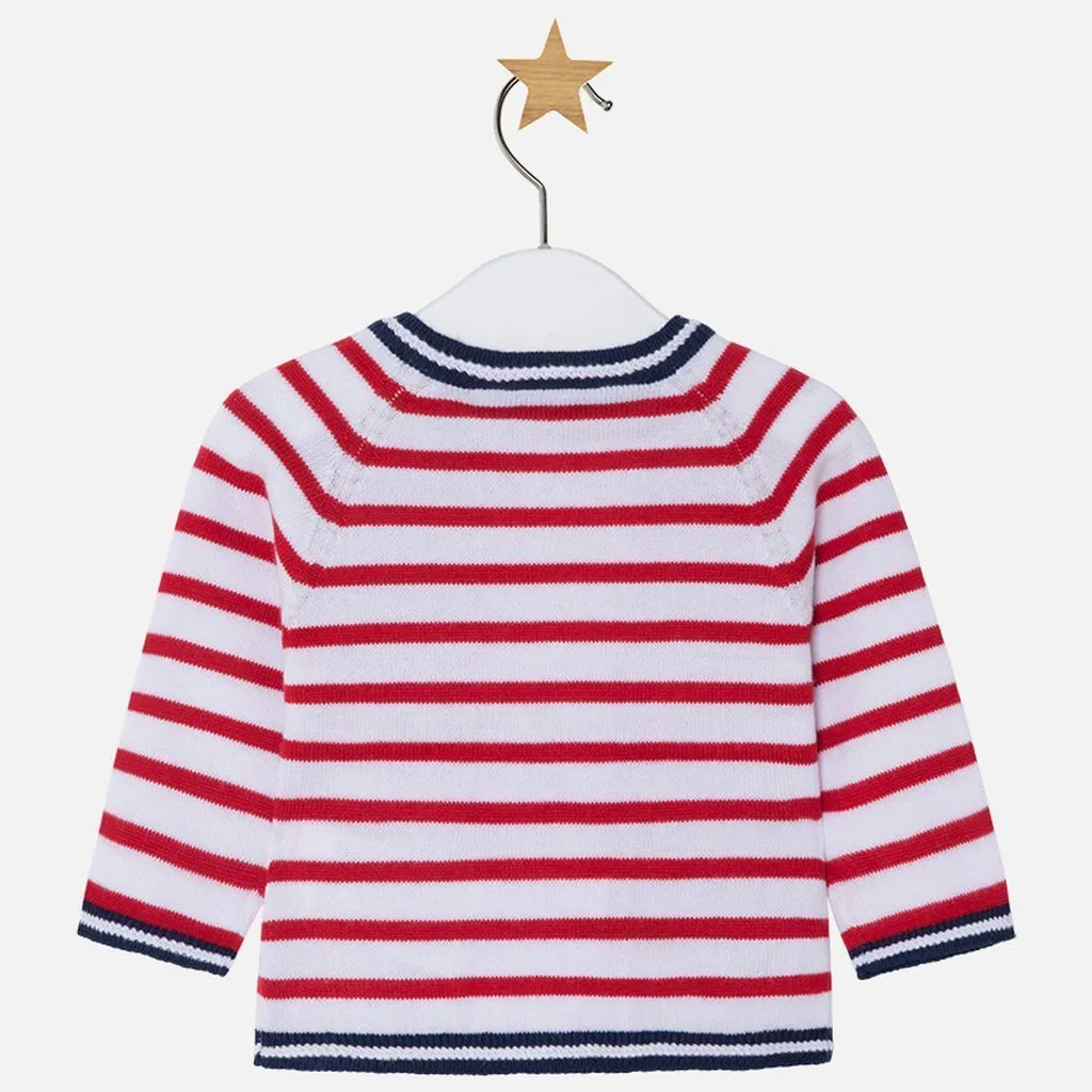 Mayoral Red Stripe Knitting Pullover Cardigan