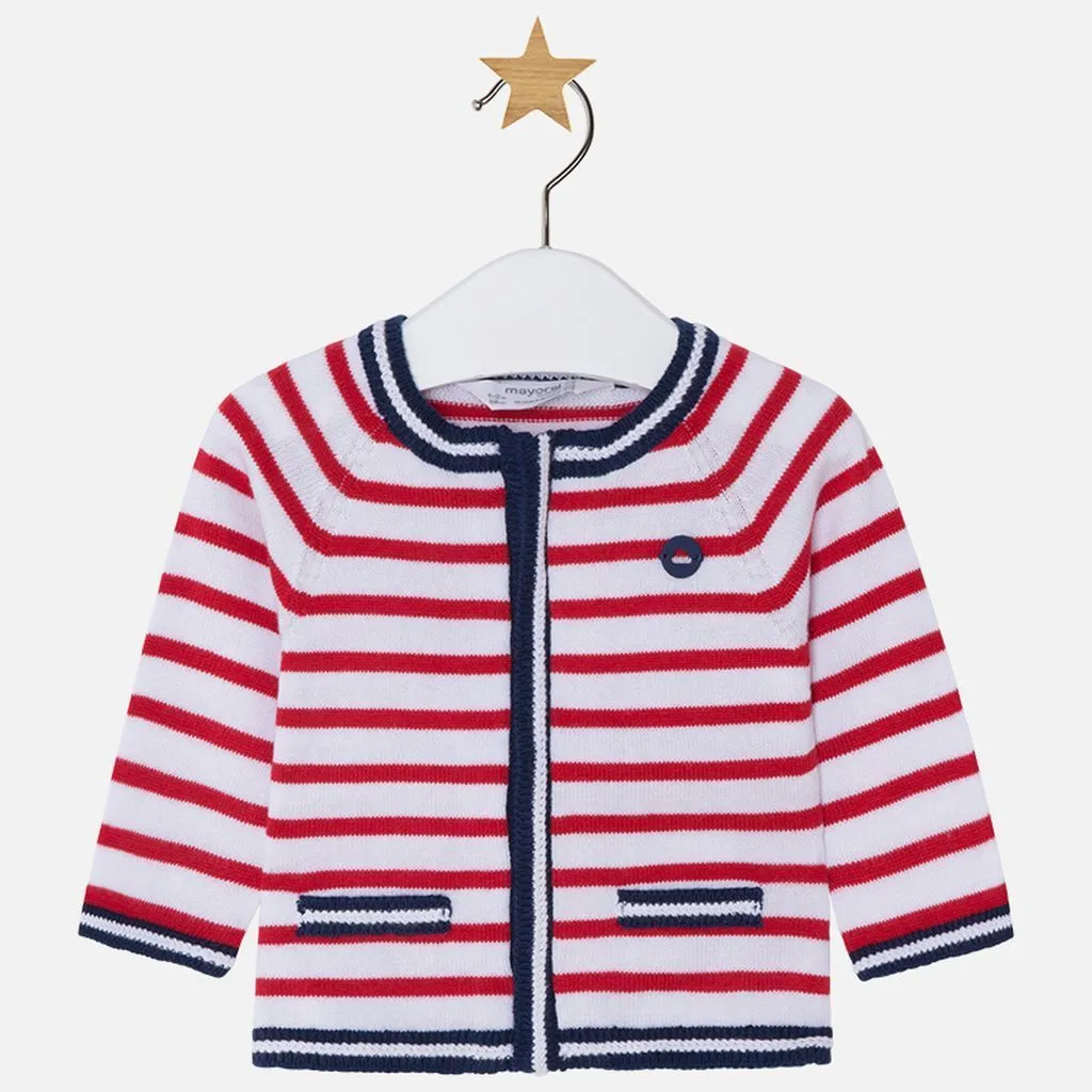 Mayoral Red Stripe Knitting Pullover Cardigan